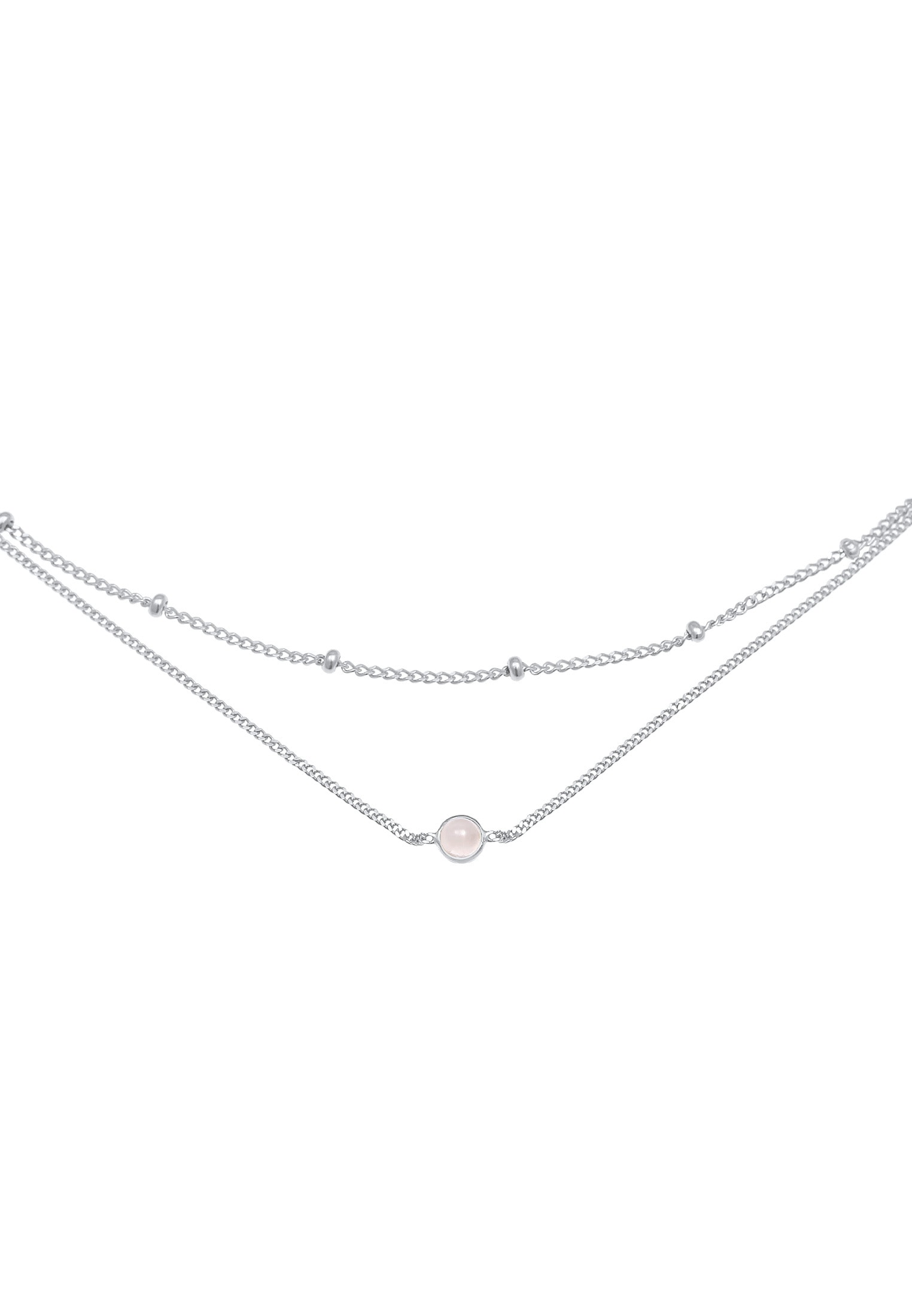 Elli Choker »Halskette Choker Layer Look Kugelkette Rosenquarz 925 Silber«