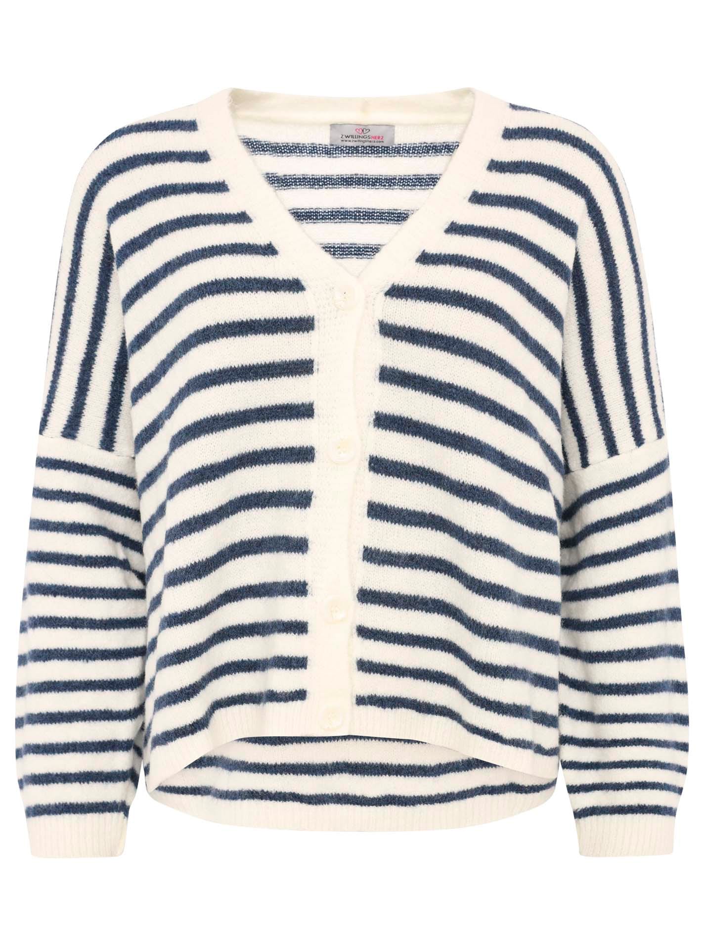 Zwillingsherz Strickjacke »"Streifen"« One Size, Loose-Fit, Langarm, Wollanteil, V-Ausschnitt