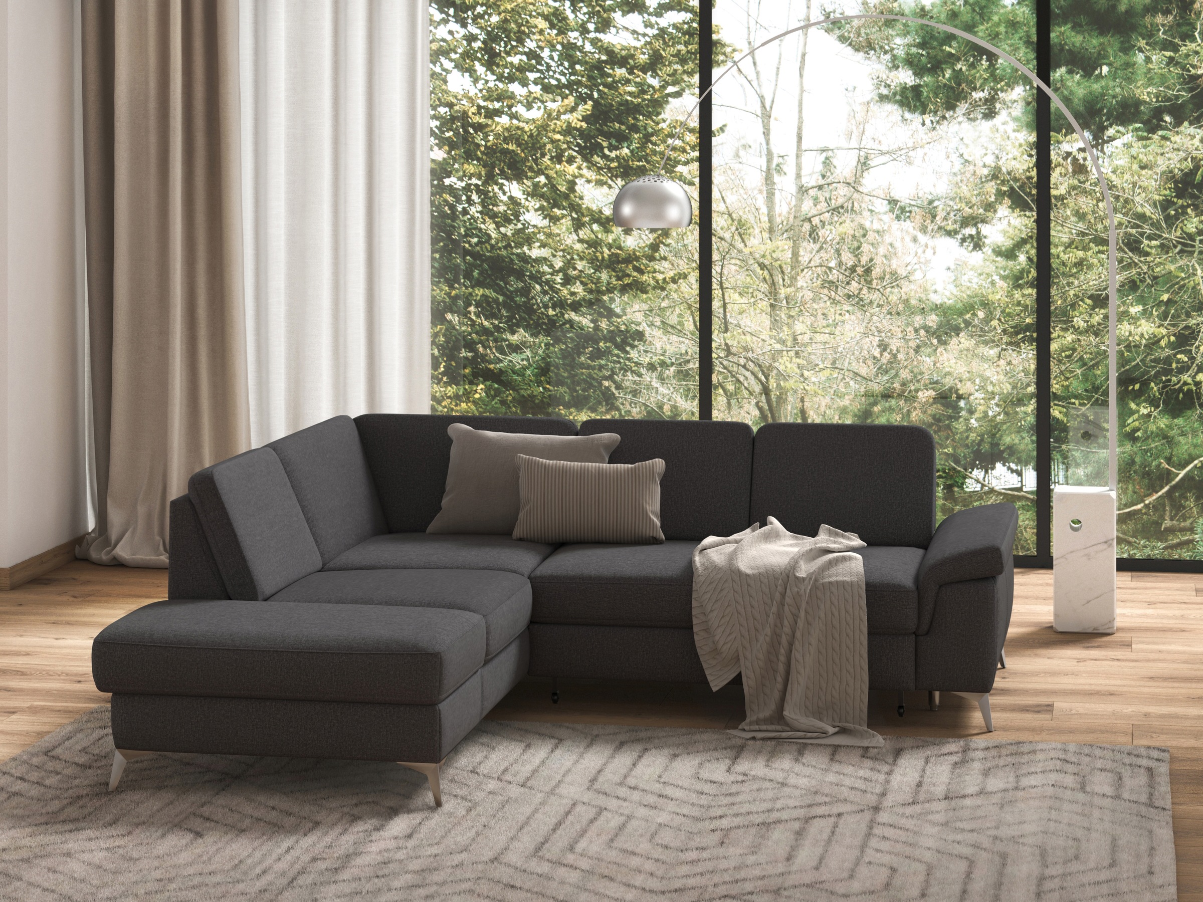 sit&more Ecksofa »Padua L-Form«, inklusive Sitztiefenverstellung, Armteilfunktion und Federkern