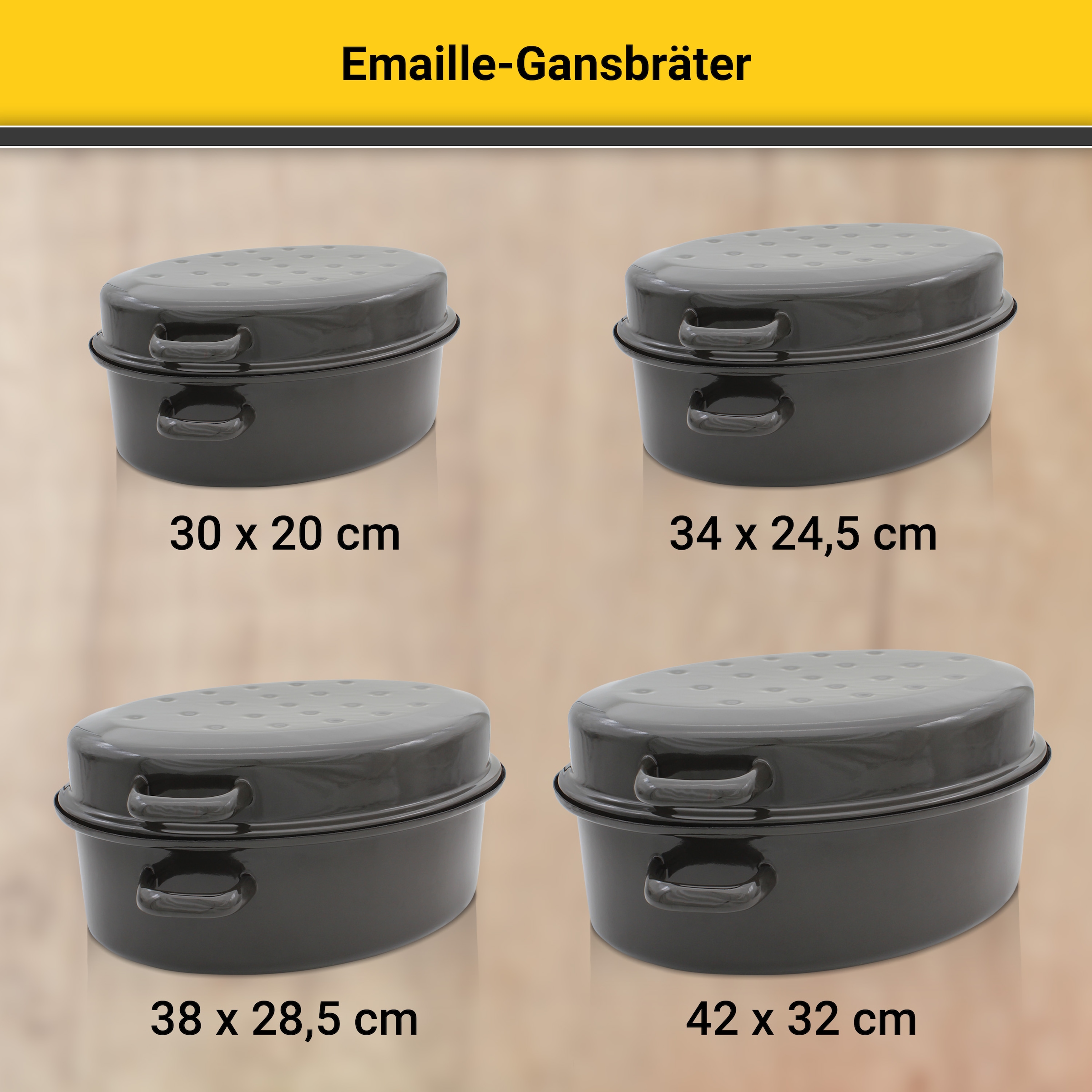 Krüger Bräter »Gansbräter mit Tropfdeckel«, Emaille, (1 tlg.), für Induktions-Kochfelder geeignet