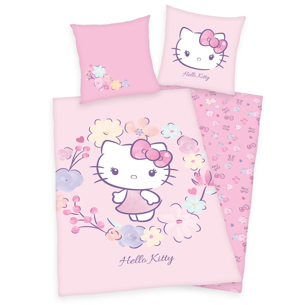 Hello Kitty Kinderbettwäsche »Hello Kitty, Baumwoll-Renforcé«, (2 tlg.)