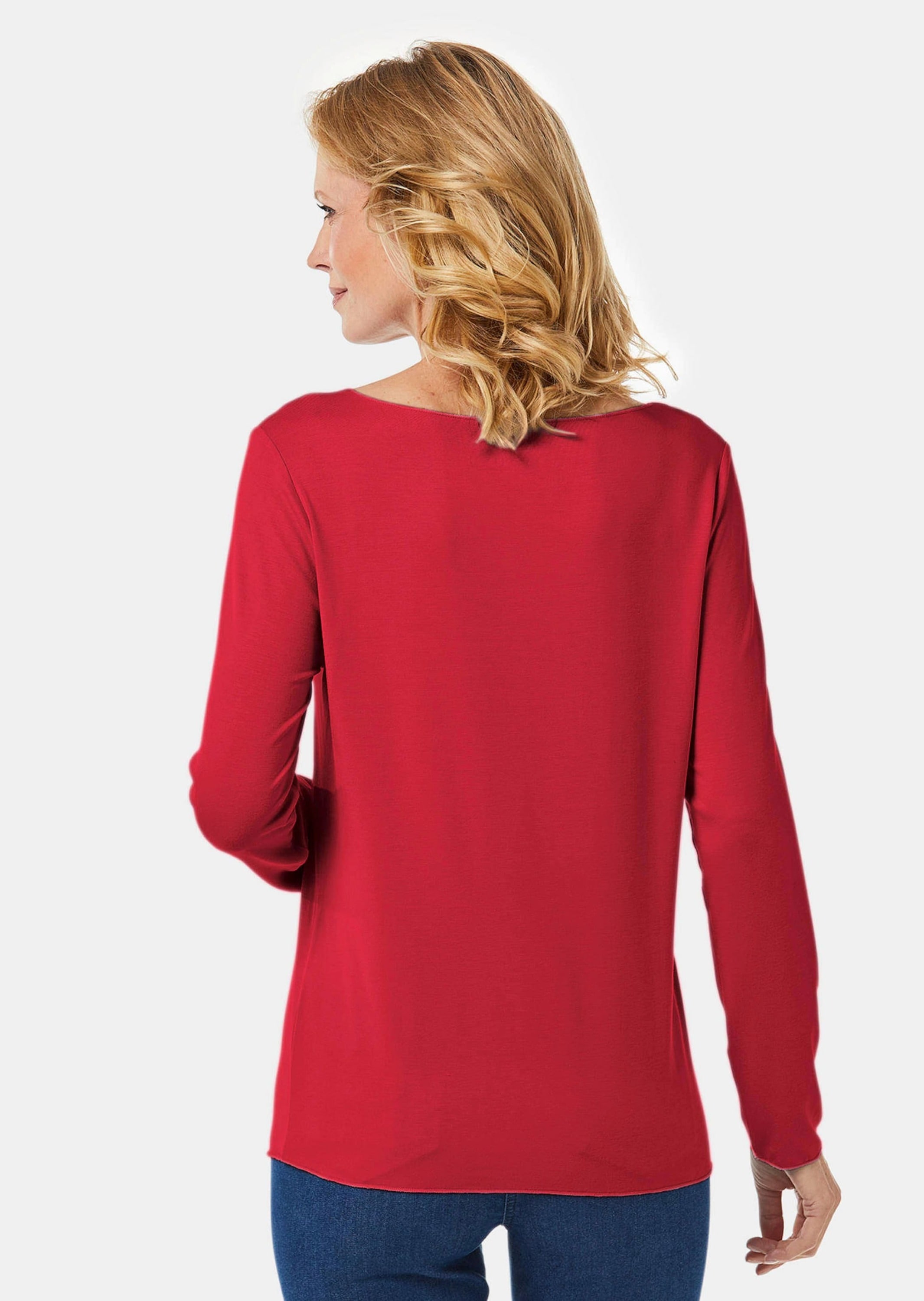 GOLDNER Longpullover »Kombistarkes Langarmshirt mit tonaler Zierkante« Ohne