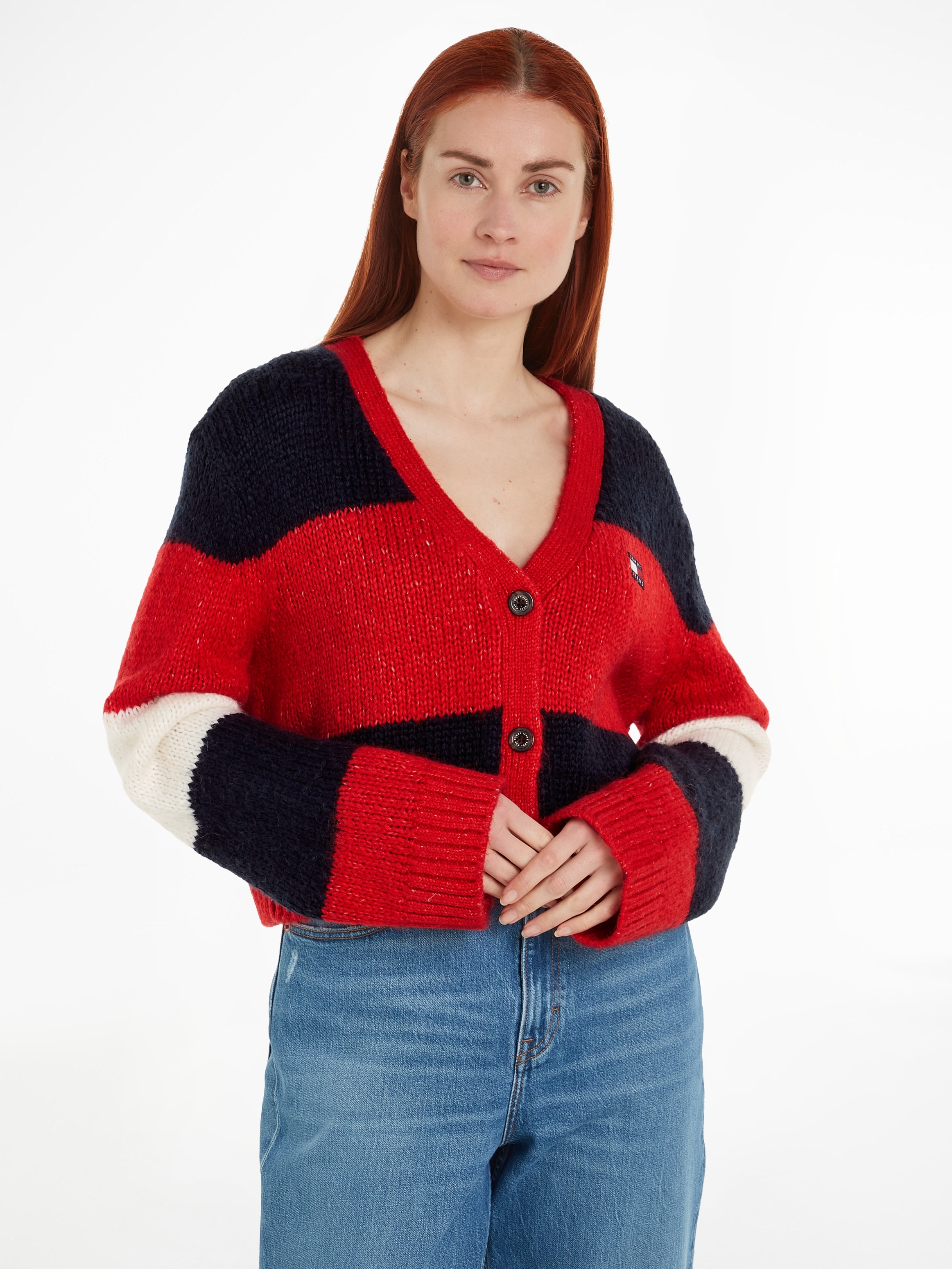 Strickjacke »TJW COLORBLOCK CARDIGAN«, mit Logopatch