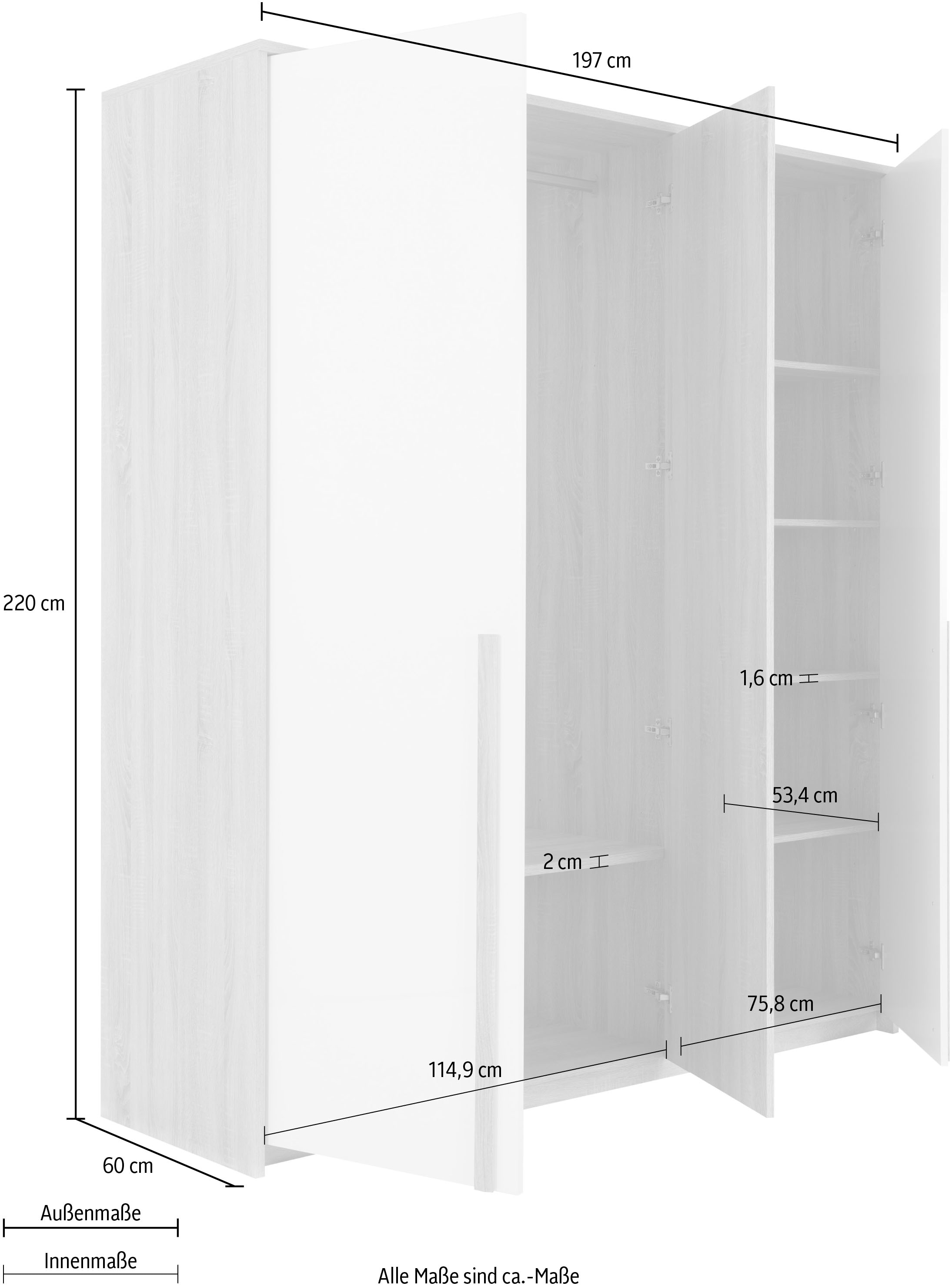 Gami Kleiderschrank »Curtys«, Mit Spiegel