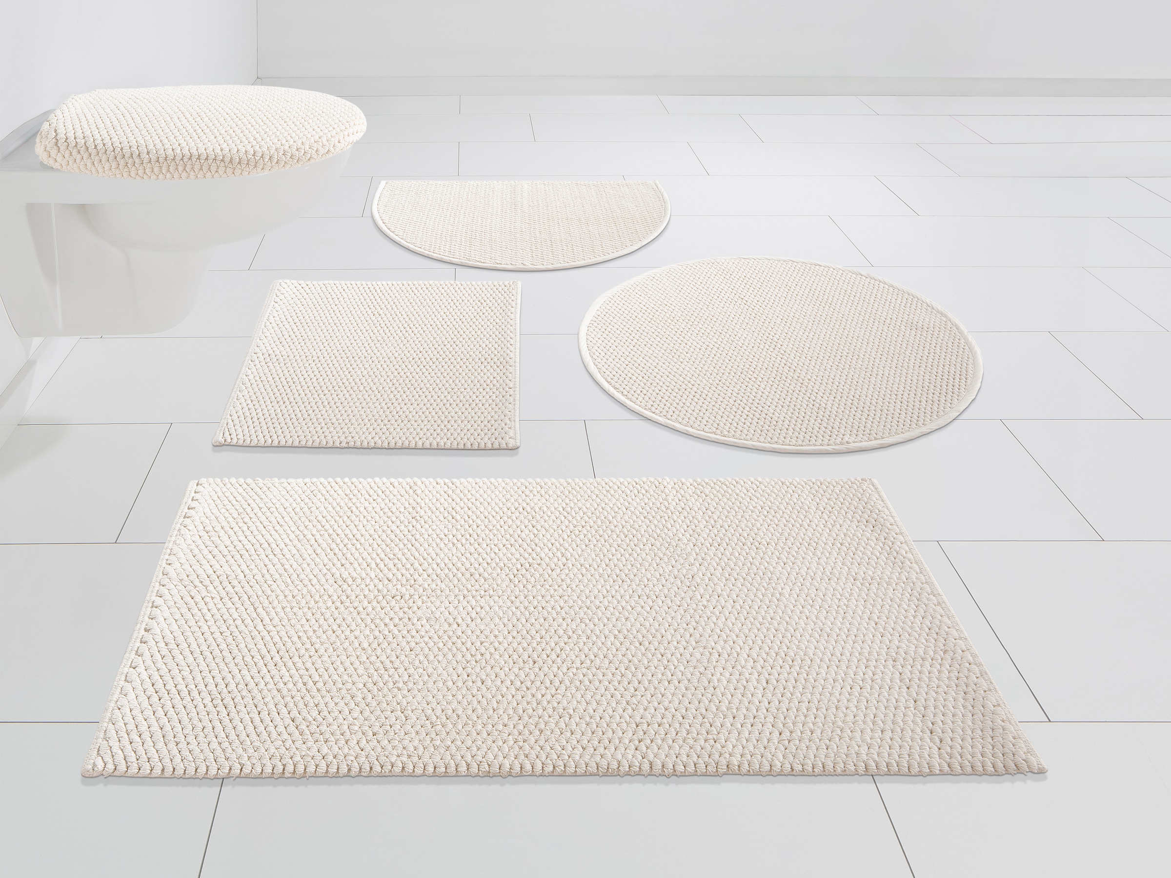 my home Badematte »Dalia, Badvorleger, Badezimmer Teppich«, fußbodenheizungsgeeignet-strapazierfähig, Baumwolle, Badteppich, Badematten auch als 2-teiliges Set erhältlich