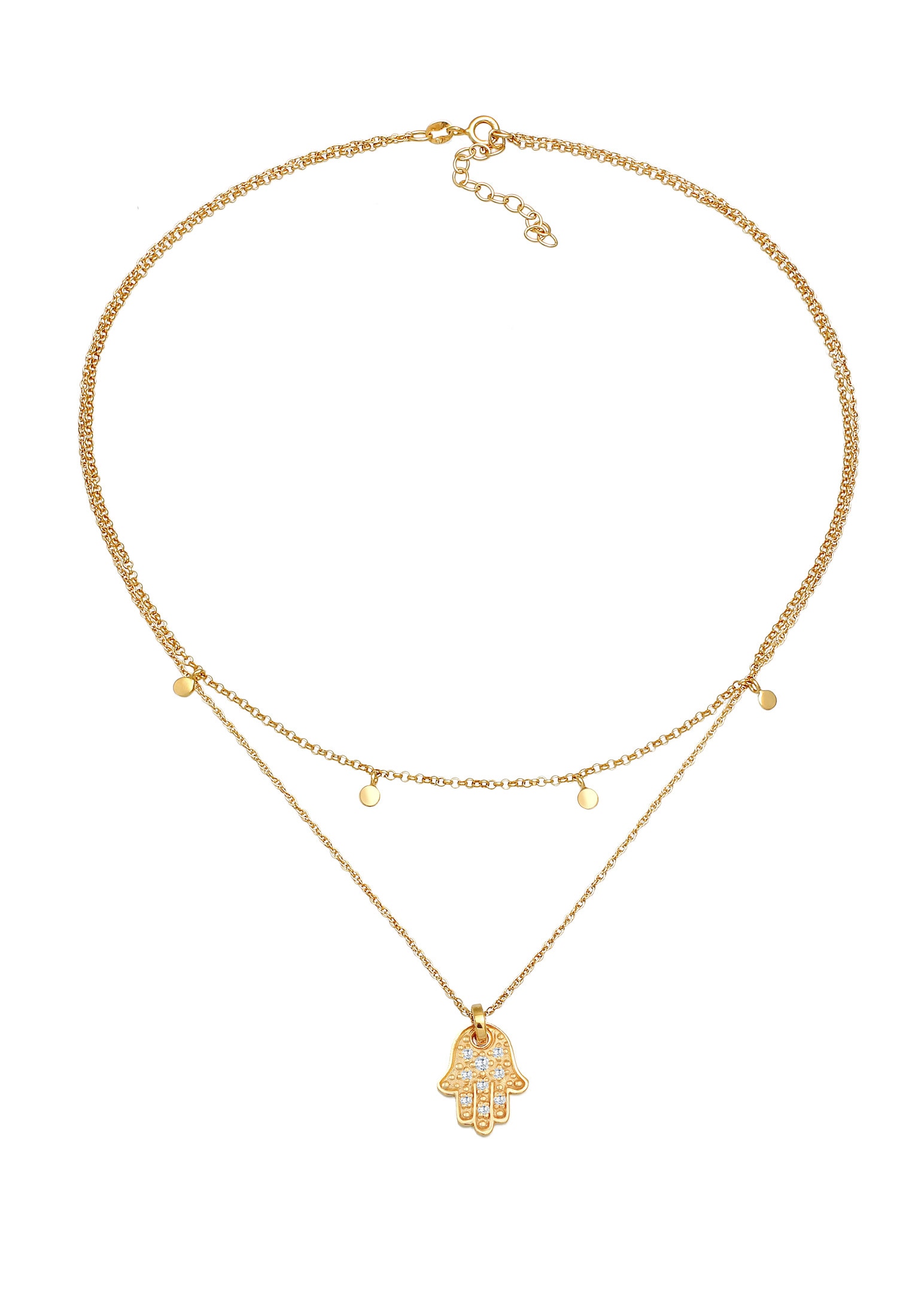 Elli Choker »Halskette Choker Plättchen Fatimas Hand Zirkonia 925 Silber«