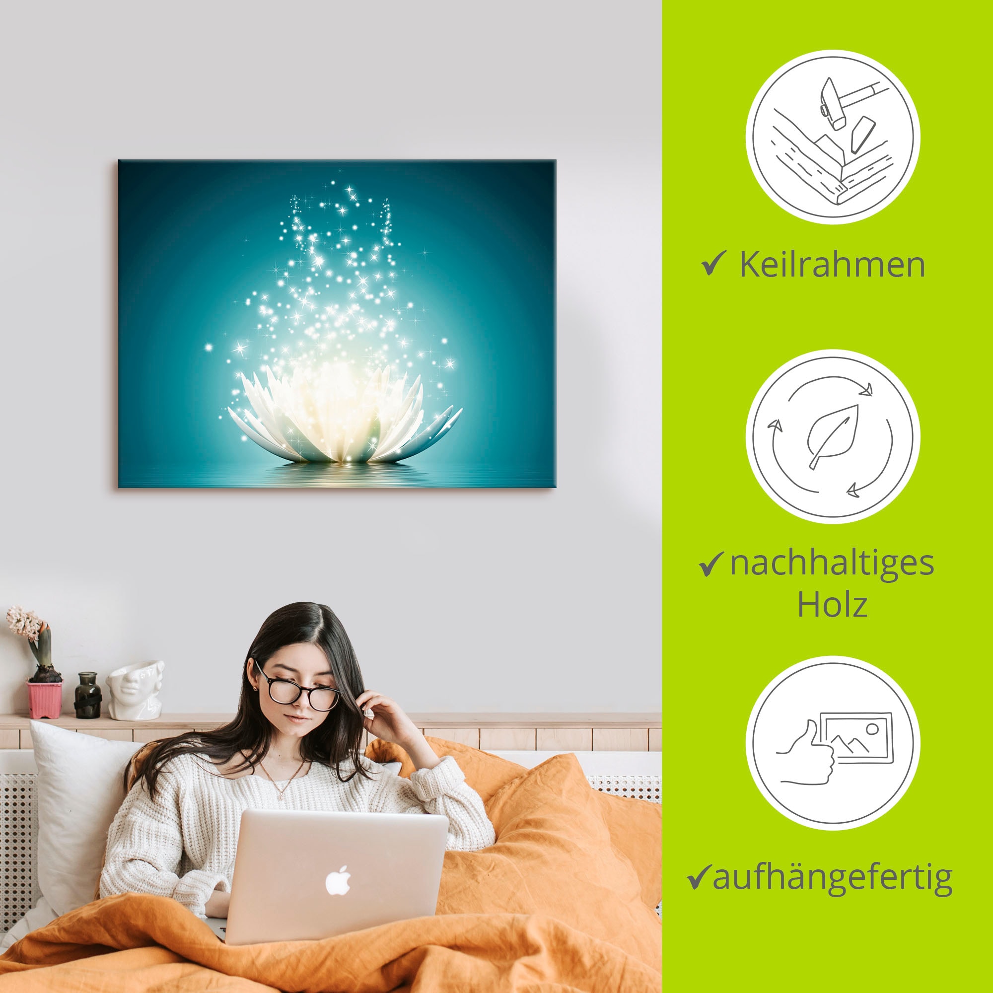 Artland Wandbild »Magie der Lotus-Blume«, Blumen, (1 St.), als Alubild, Outdoorbild, Leinwandbild, Poster, Wandaufkleber