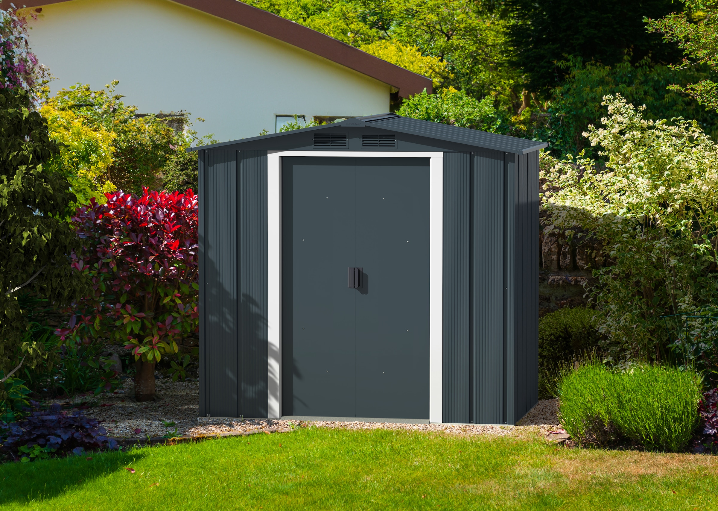 VCM Gartenhaus »Metall Gerätehaus 202x113 Gartenhaus Schiebetüren«
