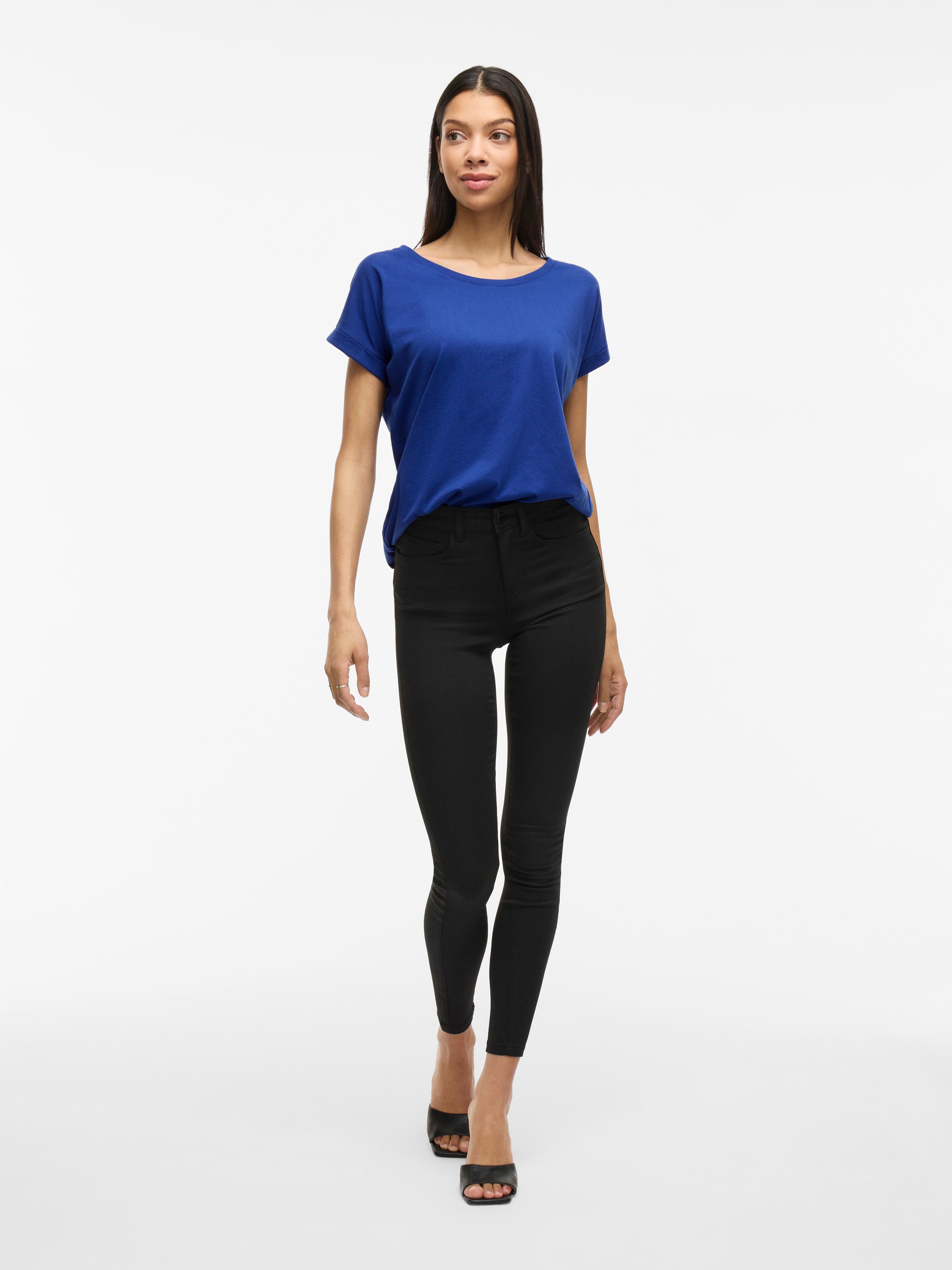 Vila Rundhalsshirt »VIDREAMERS NEW PURE T-SHIRT/SU-NOOS«, Basic Damen-T-Shirt mit Rundhalsausschnitt und umgeschlagenen Ärmeln