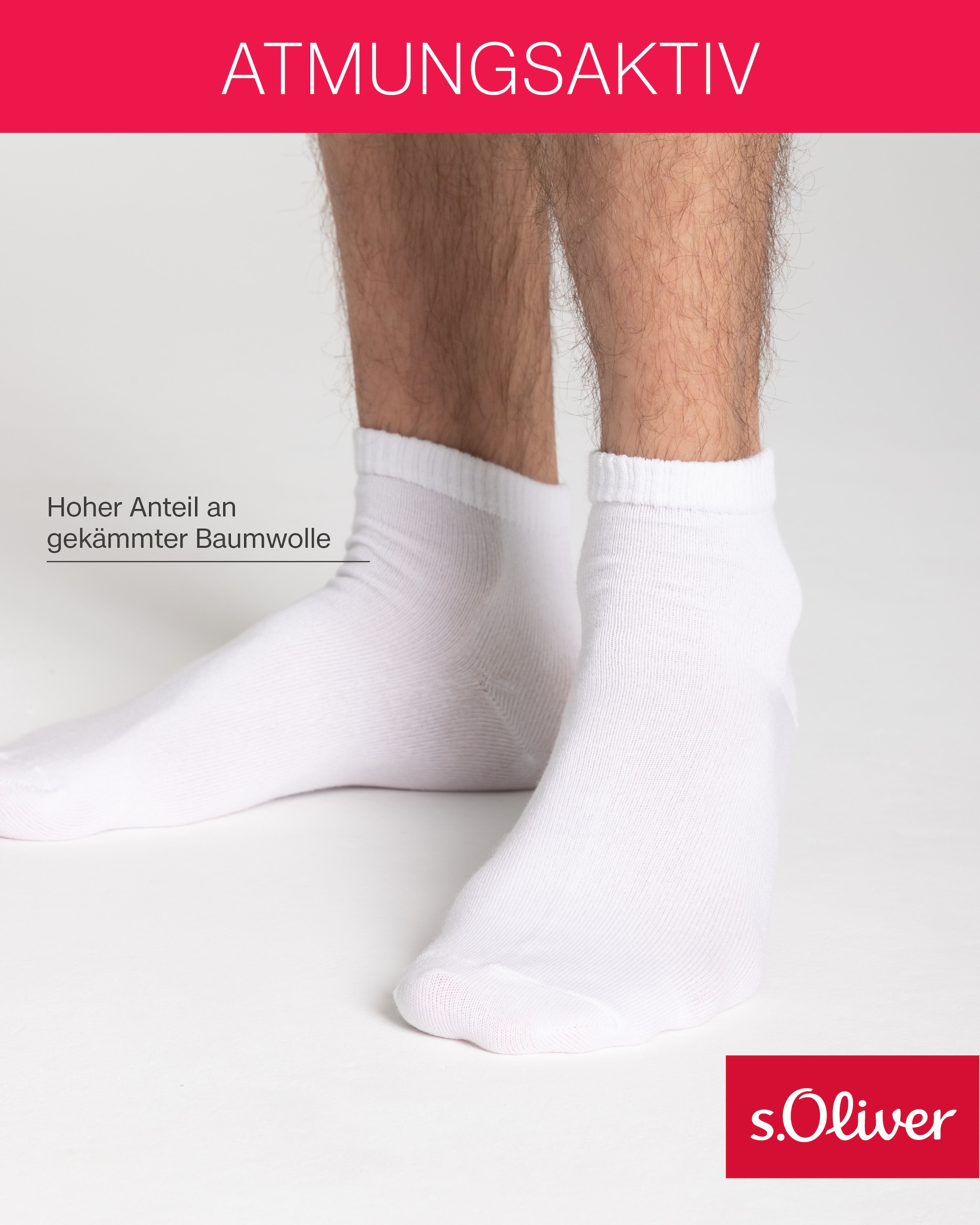 s.Oliver Kurzsocken, (8er Pack), mit pflegeleichtem Materialmix