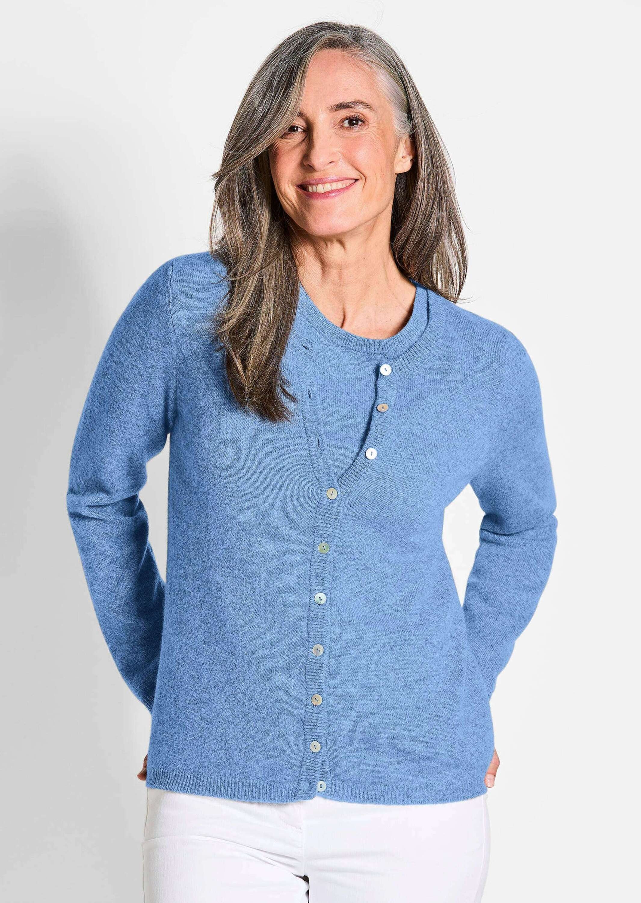 GOLDNER Strickjacke »Kaschmirstrickjacke mit Rundhalsausschnitt« Ohne