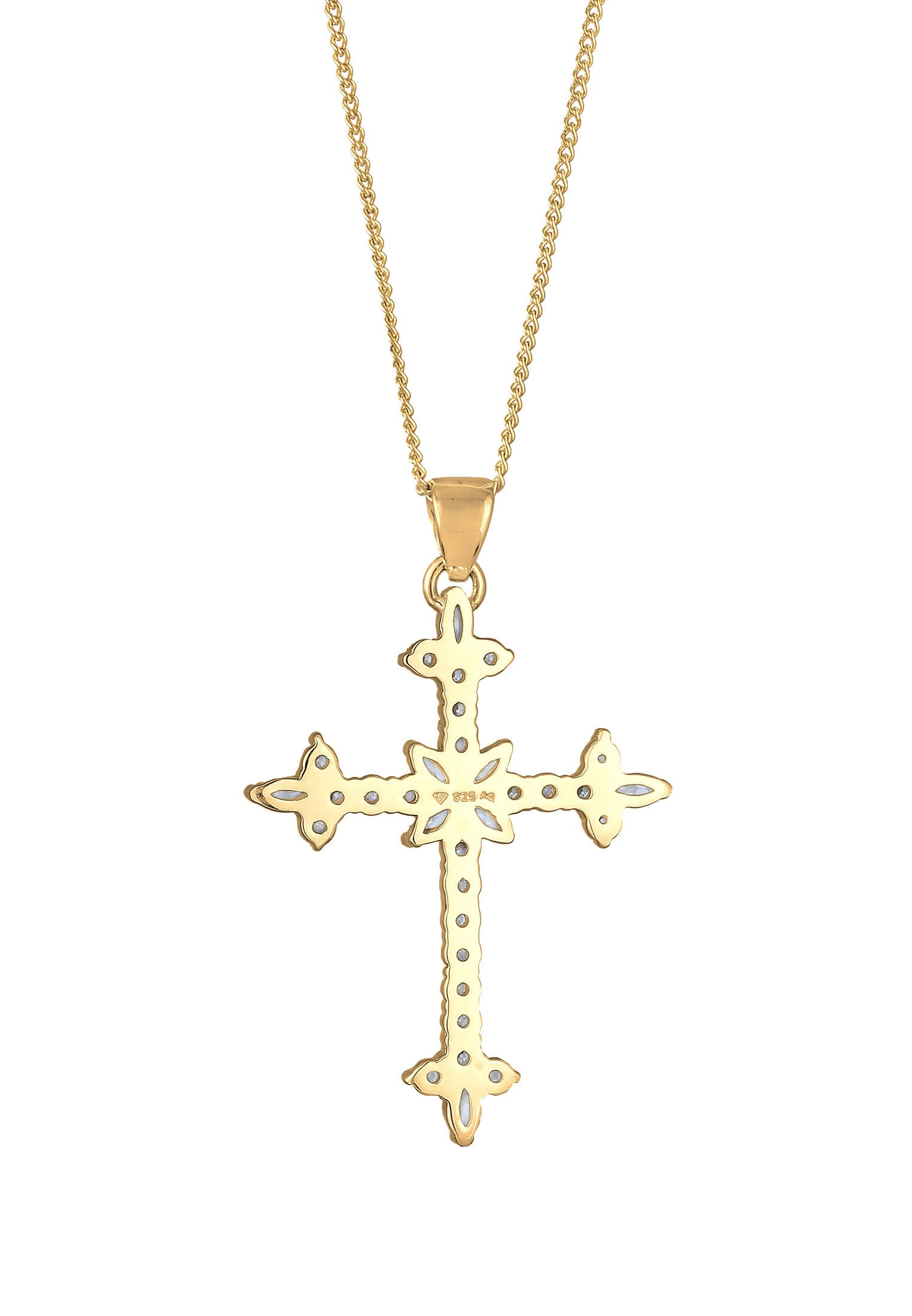 Elli Silberkette »Halskette Kreuz Zirkonia Marquise Religion 925 Sterling Silber«