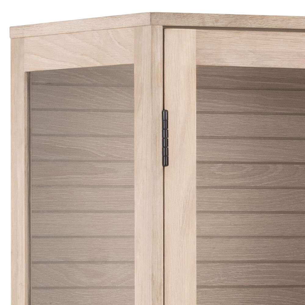 ACTONA GROUP Stauraumschrank »Linley Vitrine, Mehrzweckschrank,«, Eichenfurnier/Eiche, Lamellenrücken, 3 Einlegeböden, 2 Glastüren