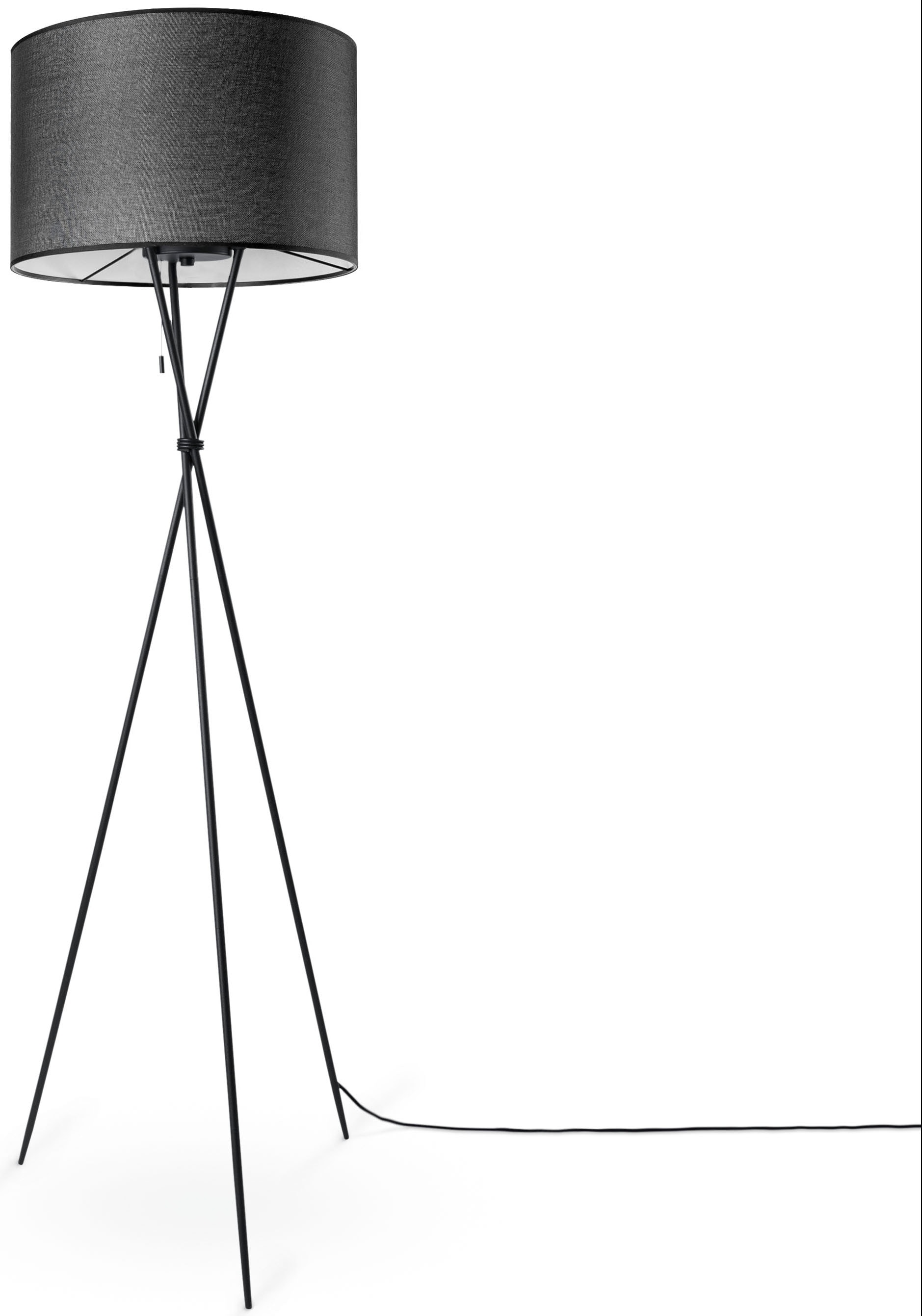 Paco Home Stehlampe »KATE CANVAS | Stoffschirmlampe 3 Schirm E27 Dreibein kaufen UNI Textil Garantie Wohnzimmer mit online Standleuchte Jahren XXL COLOR«