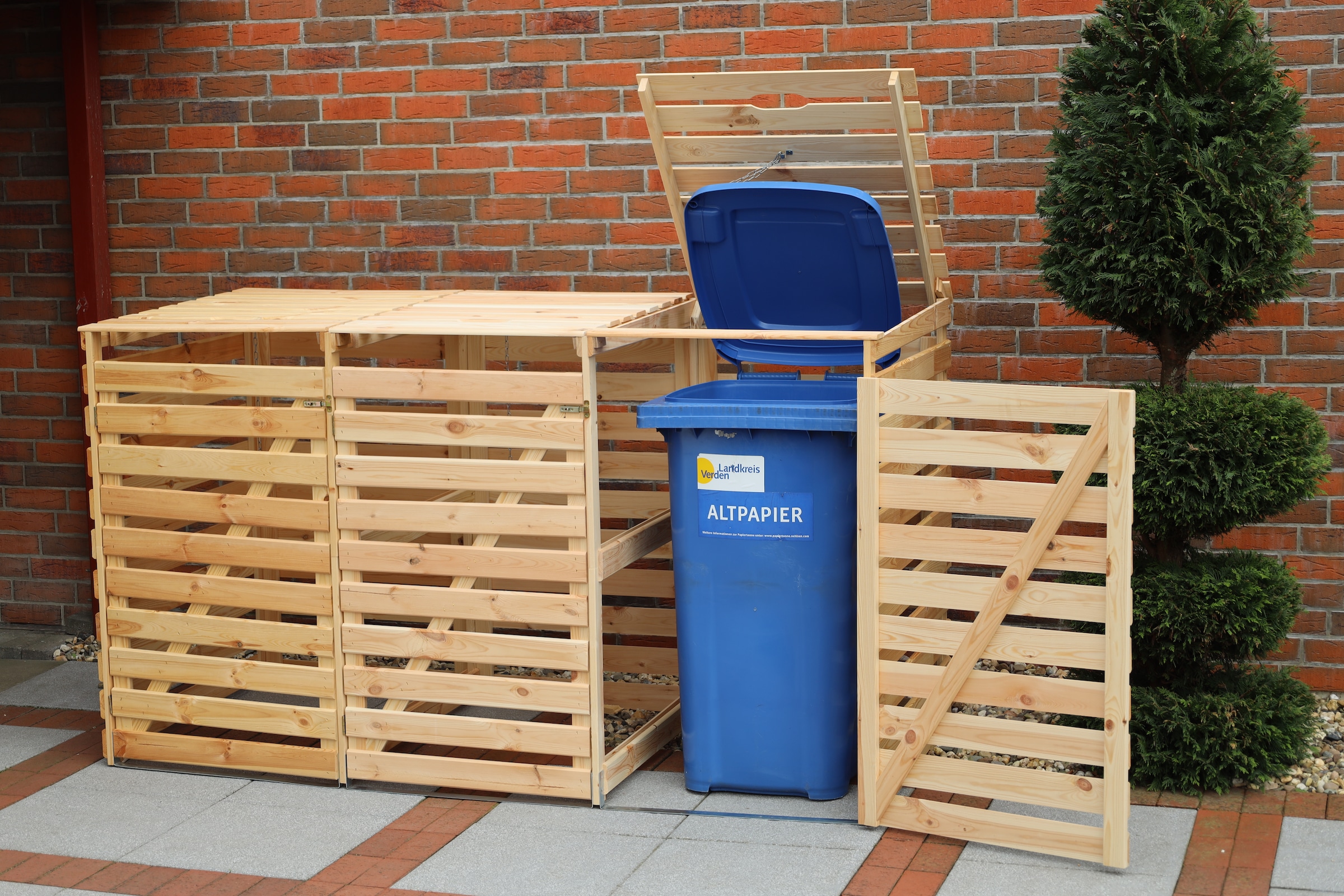 promadino Mülltonnenbox »Vario III« für 3 Tonnen, robust aus zertifiziertem Kiefernholz