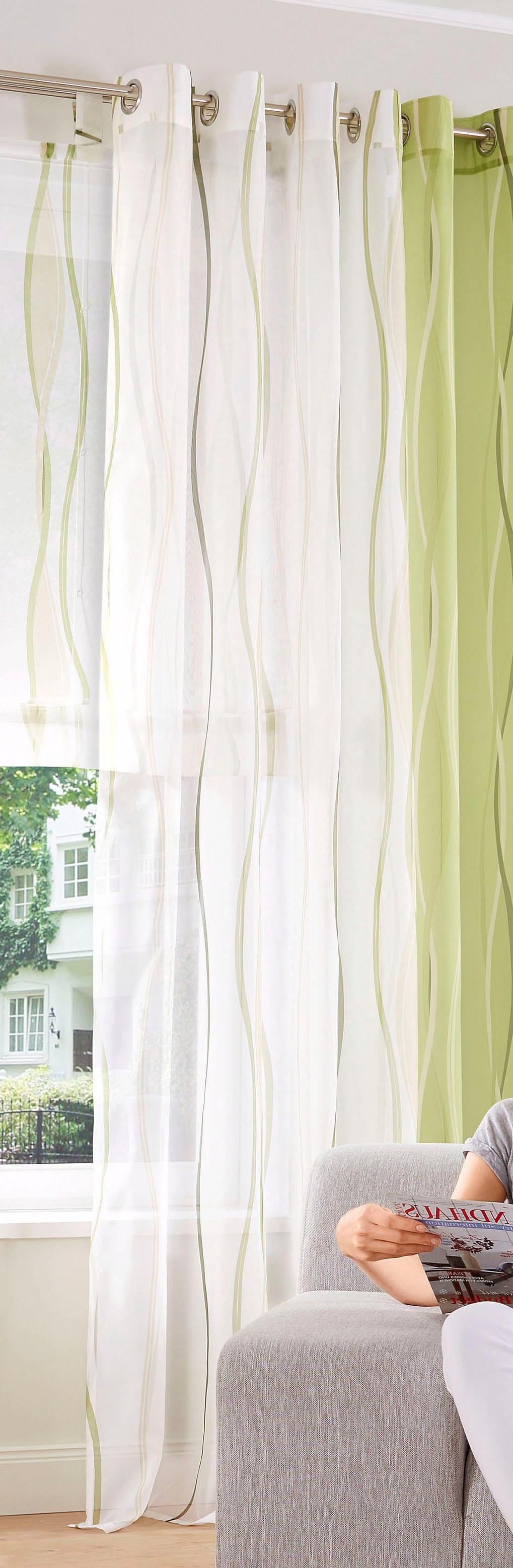 Gardine transparent, 2-er (2 Polyester, home »Dimona«, Wellen Set, Voile, St.), my