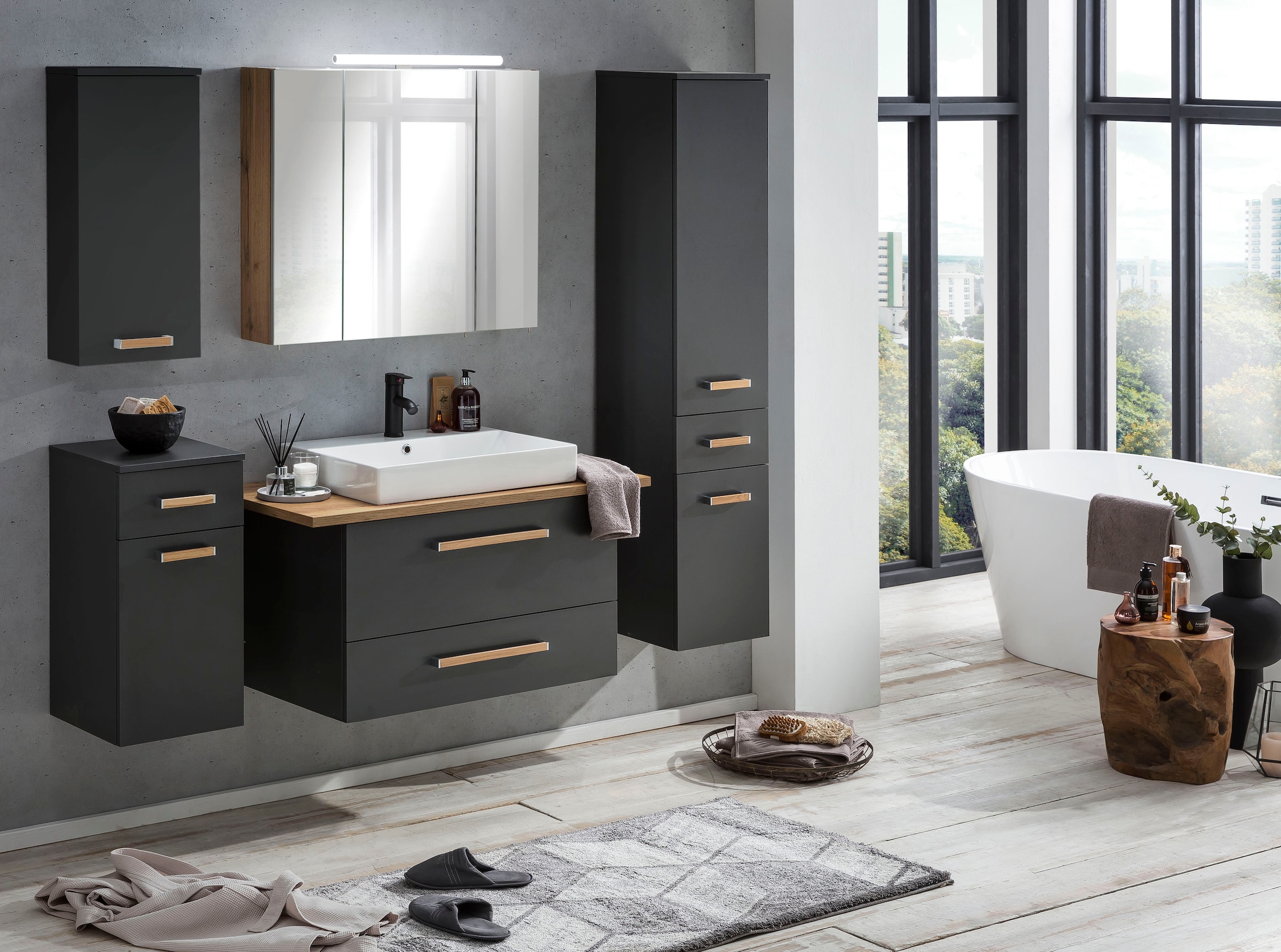 Schildmeyer Spiegelschrank »Duo«, Breite 80 cm, 3-türig, LED-Beleuchtung, Schalter-/Steckdosenbox