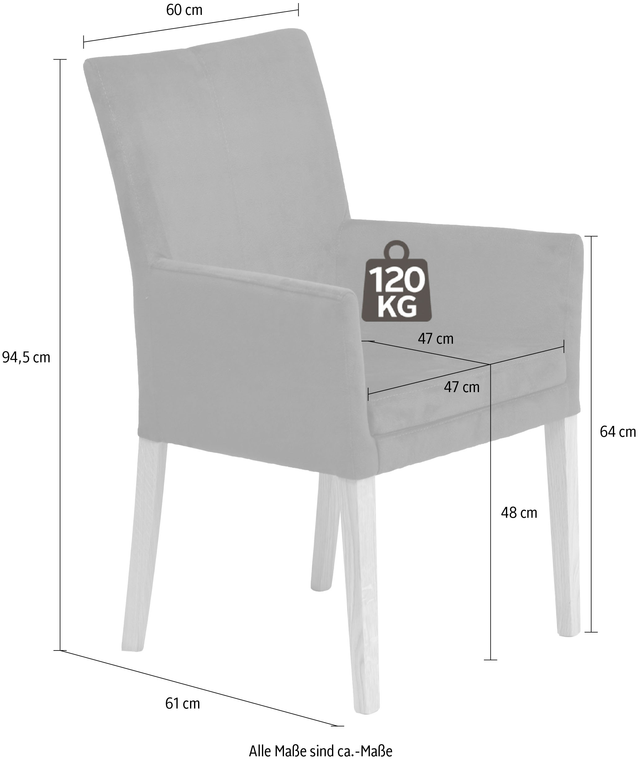 Home affaire Armlehnstuhl »Aspen« () Beine aus massiver Buche, wengefarben lackiert