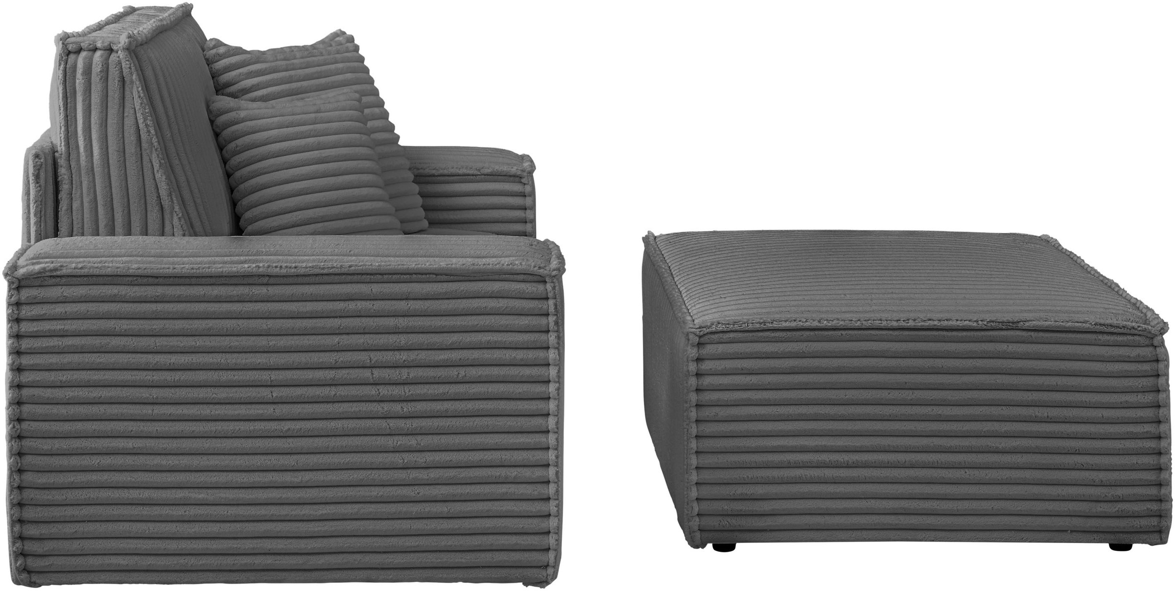 OTTO home Loveseat »FINNLEY, Loveseat & Hocker im Set, trendige Stoffe, inkl. Zierkissen« 2 Stk. tlg. verfügbar in den Stoffqualitäten Bouclé, Struktur fein und Mega Cord