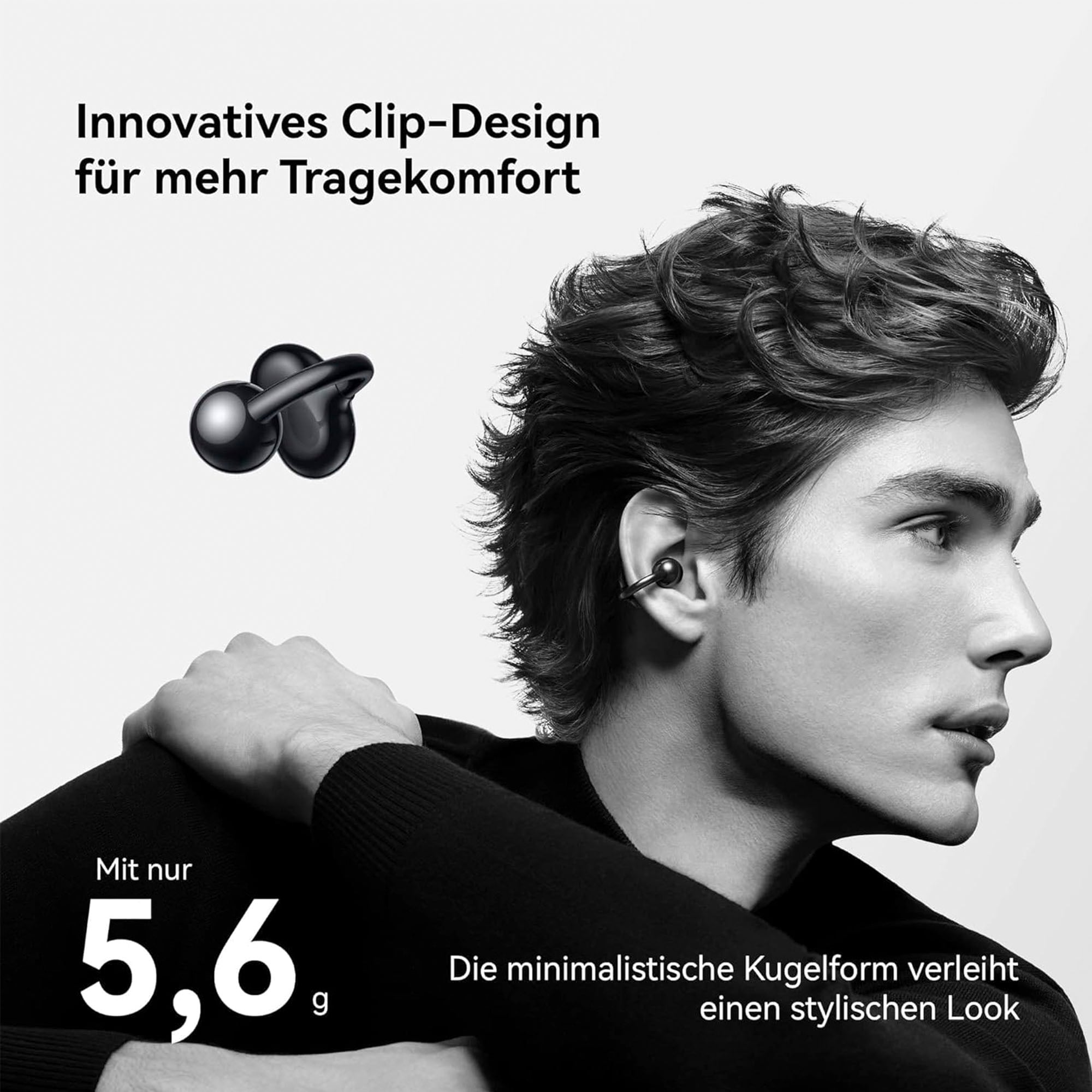 Huawei wireless In-Ear-Kopfhörer »FreeClip«, A2DP Bluetooth, Noise-Cancelling, in neuartigem Kugeldesign, Bluetooth 5.3 und Rauschminderung