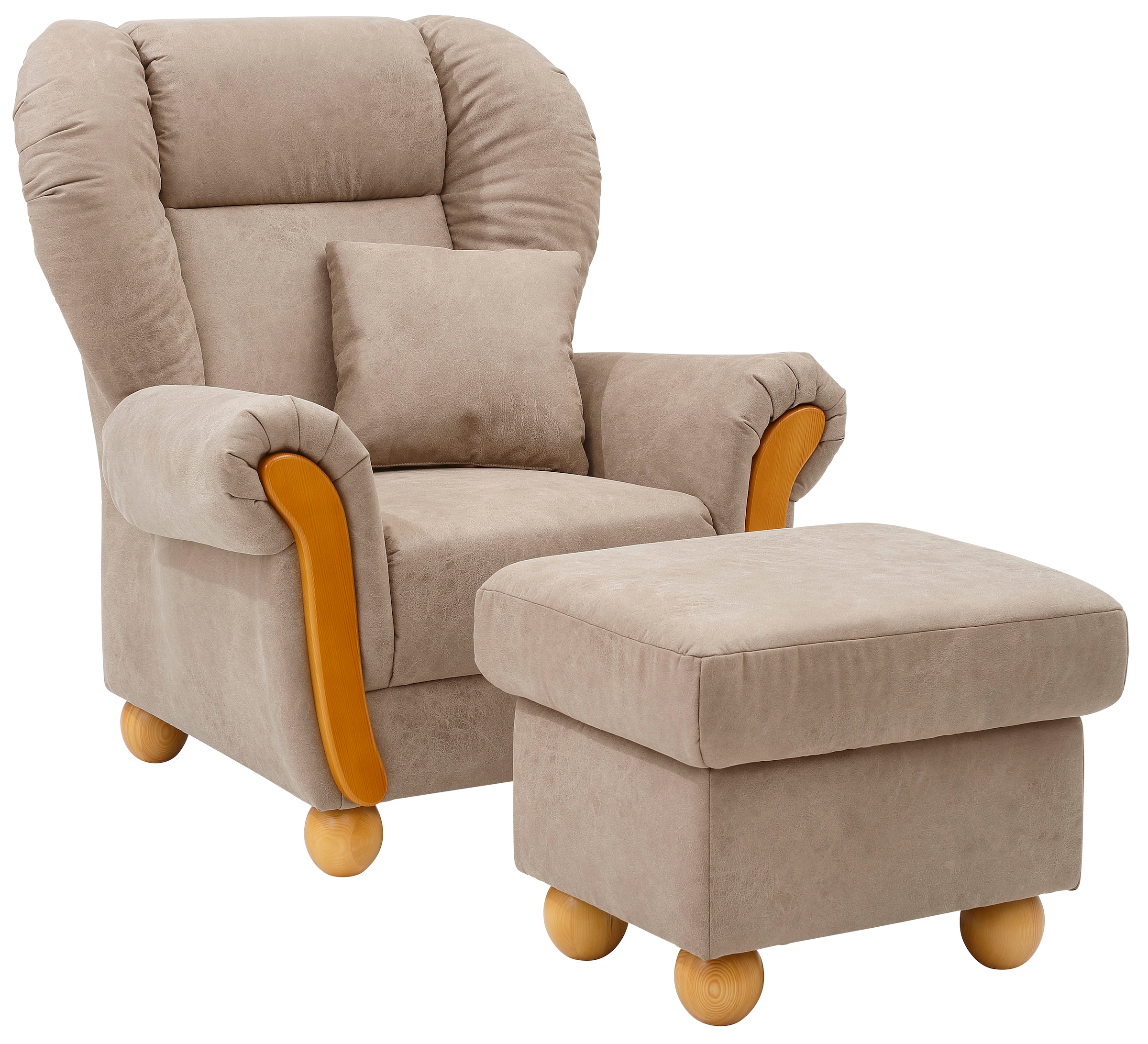 Home affaire Loungesessel »Milano Vintage, Hochlehnsessel, Ohrensessel«, hoher Sitzkomfort mit hoher Rückenlehne, incl. Zierkissen