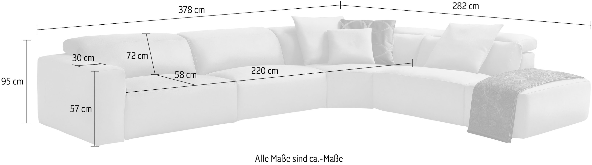 Egoitaliano Ecksofa »Beverly, extravangantes Designsofa mit erstklassigem Sitzkomfort« wahlweise mit elektrischer Relaxfunktion, Kopfteilverstellung