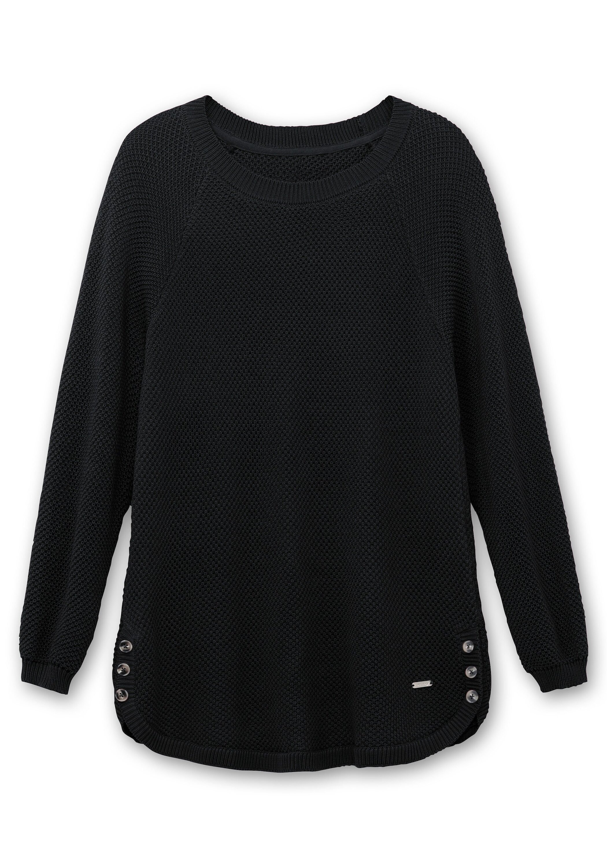 Sheego Strickpullover »Pullover im Strukturstrick, mit Zierknöpfen seitlich«