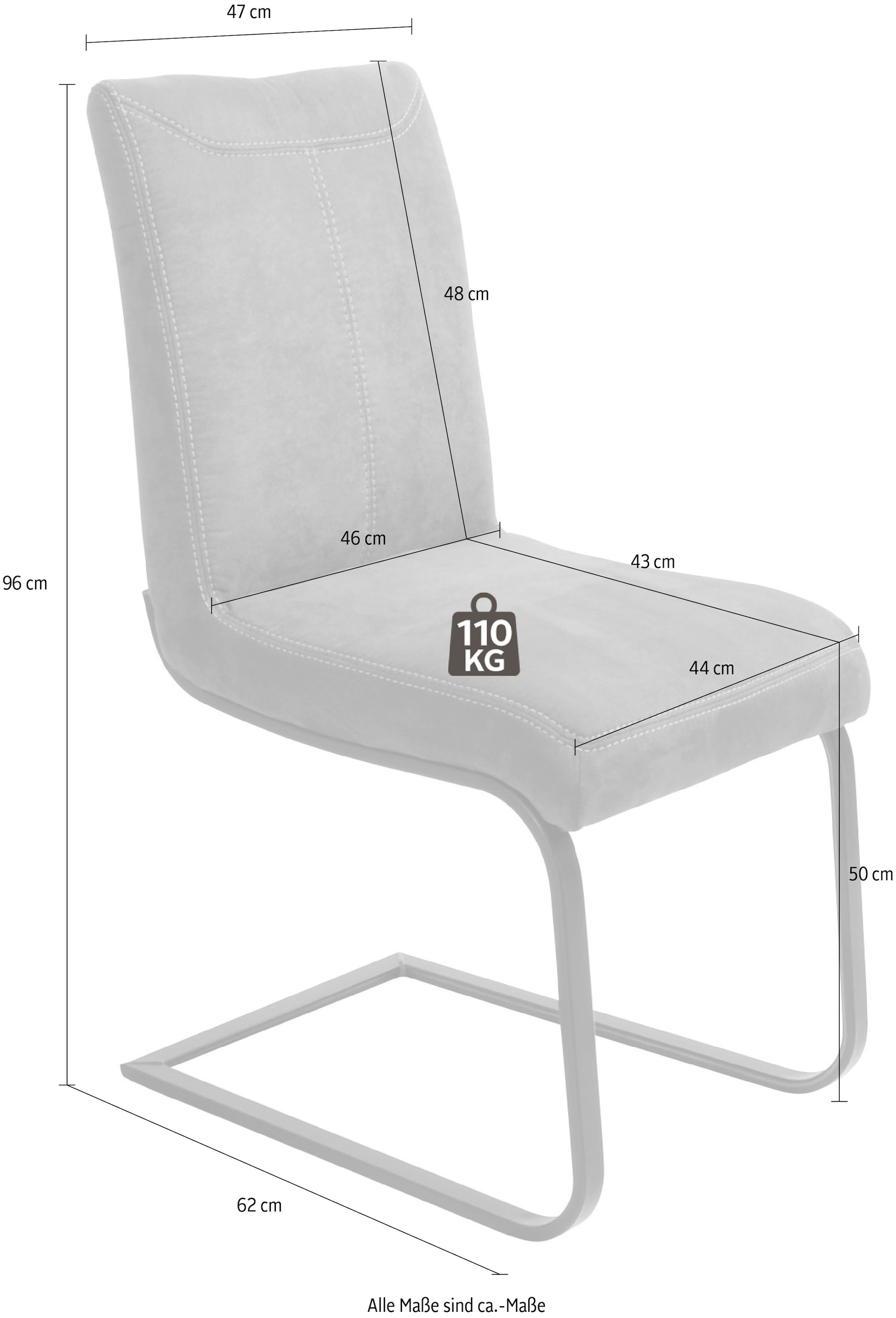 K+W Komfort & Wohnen Freischwinger »Floyd« () Kontrastnaht, Freischwingergestell aus Vierkantrohr Roheisen schwarz