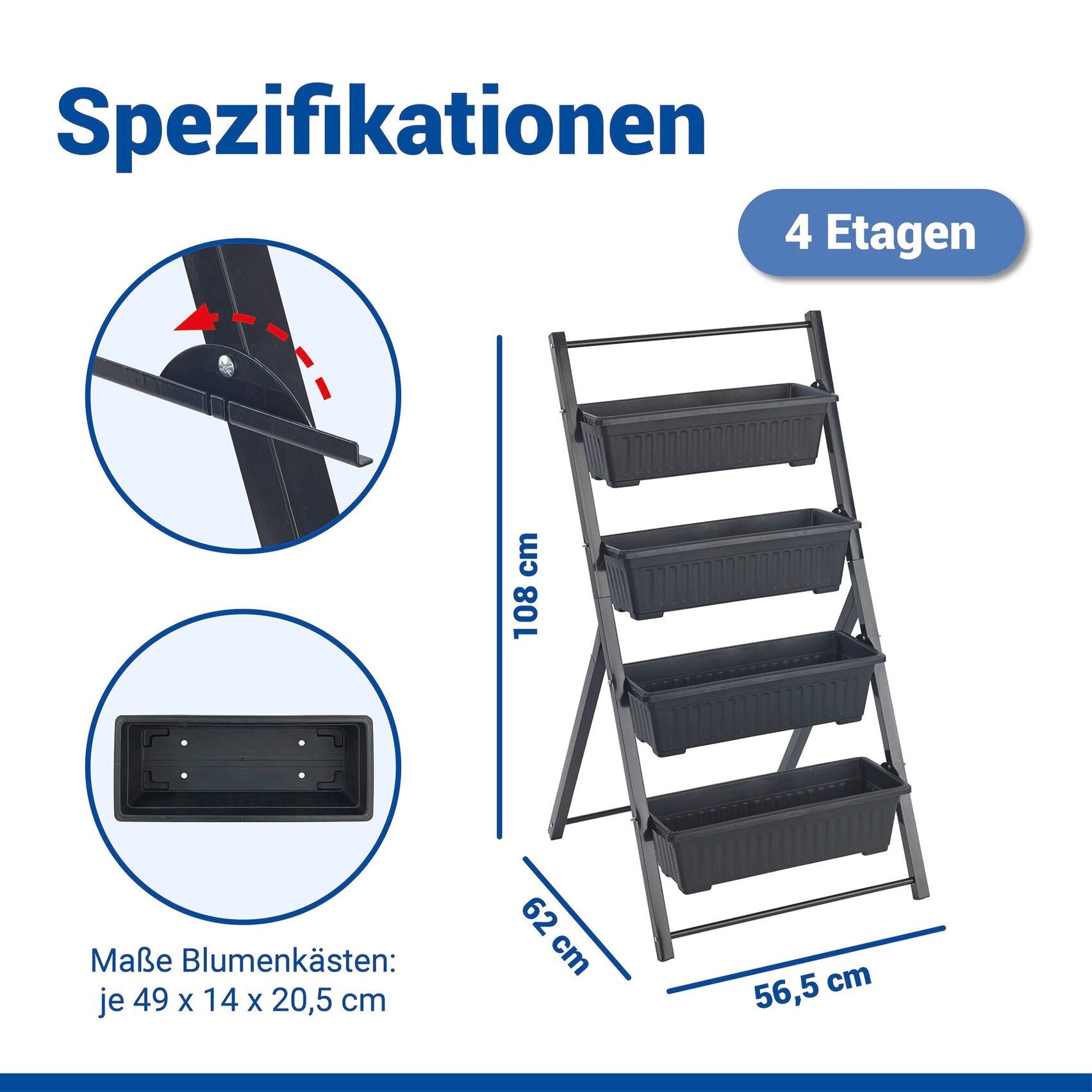 Maximex Hochbeet »Vertikales Hochbeet 4 Etagen« vertikales Hochbeet für Balkon & Terrasse, herausnehmbare Pflanzkästen