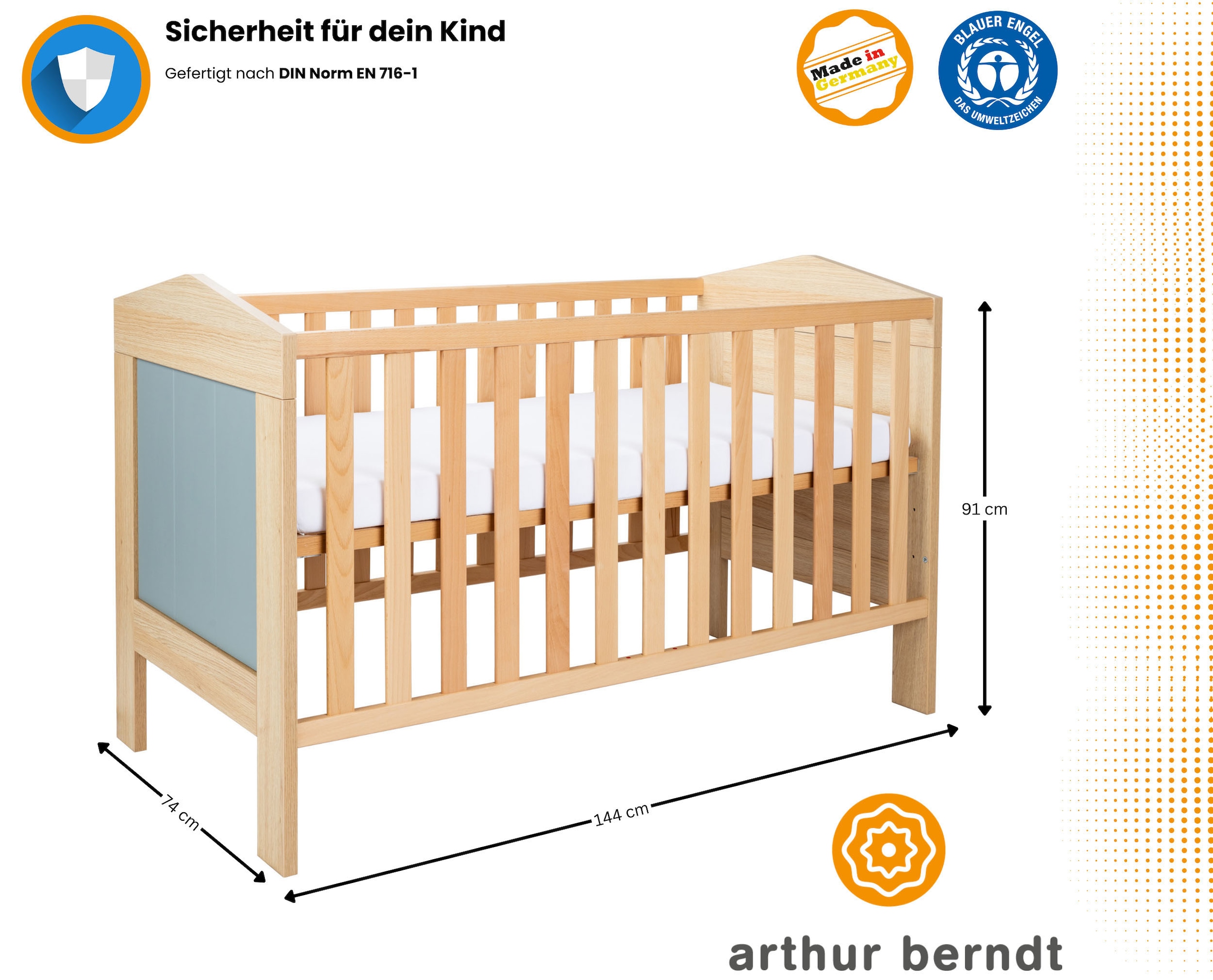 arthur berndt Babybett »Kinderbett »Roofy« 70 x 140 cm«