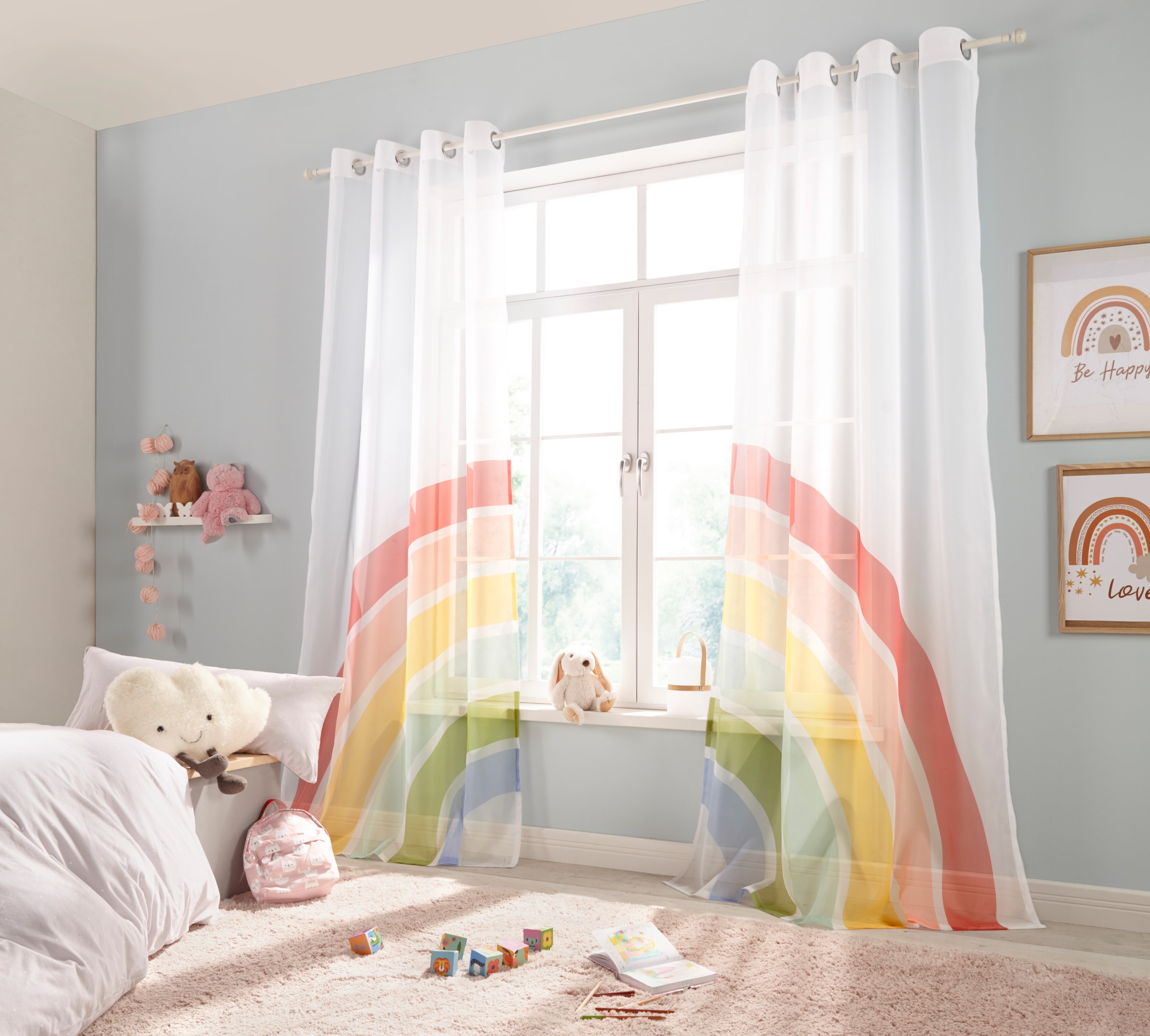 Lüttenhütt Gardine »Regenbogen«, (2 St.), Kindergardine,bedruckt, gewebt,  transparent, 2-er Set online kaufen