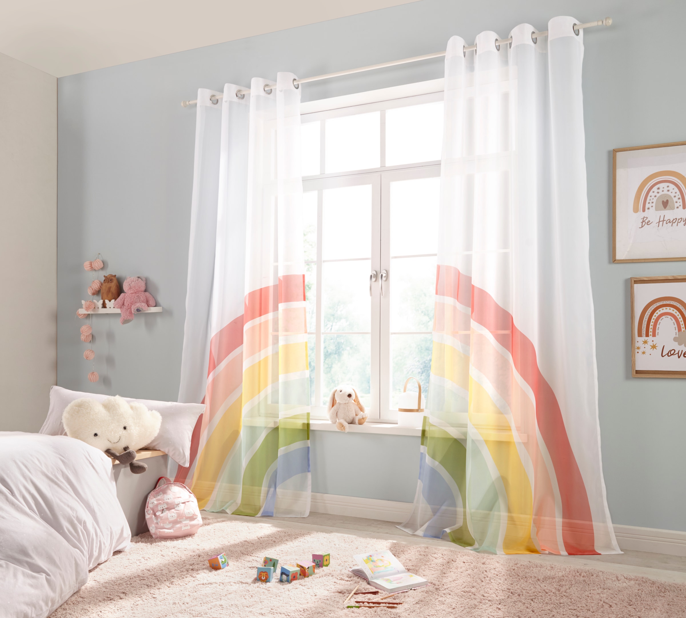 2-er »Regenbogen«, St.), Gardine Kindergardine,bedruckt, kaufen transparent, gewebt, (2 Set Lüttenhütt online