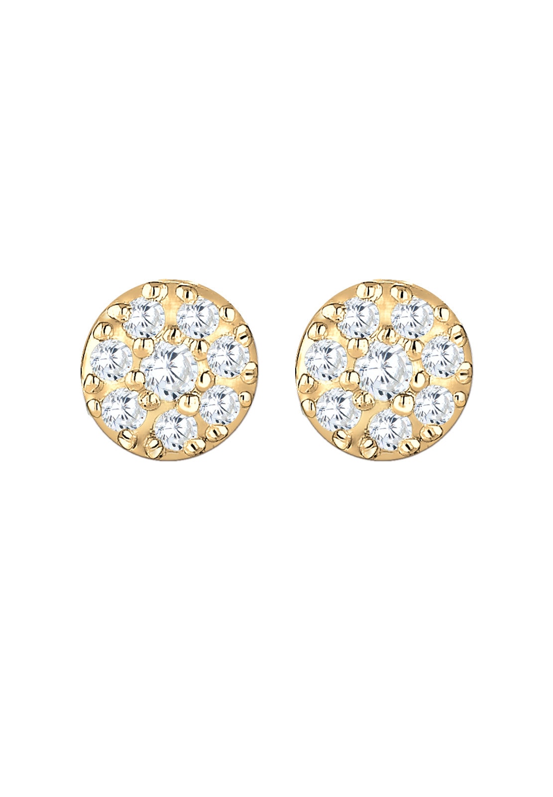Elli Premium Paar Ohrstecker »Ohrringe Kreis Geo Klassisch Funkelnd Zirkonia 585 Gelbgold«