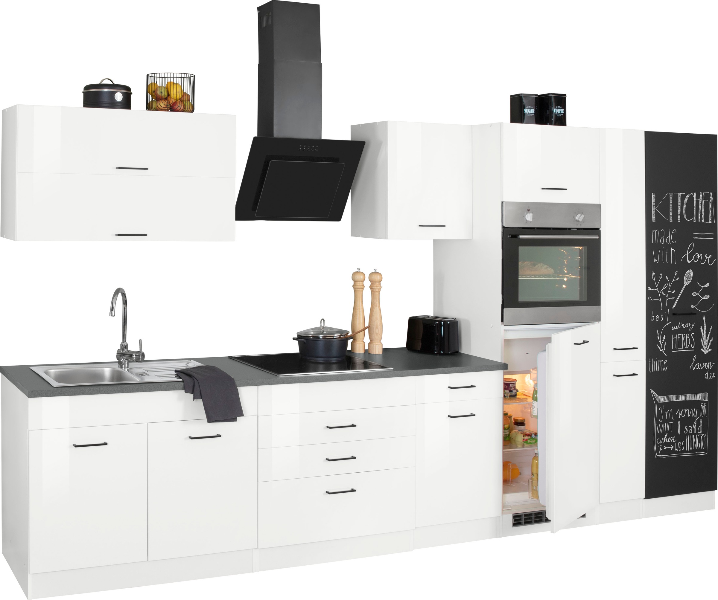 KOCHSTATION Küchenzeile »KS-Trier« mit E-Geräten, Breite 370 cm