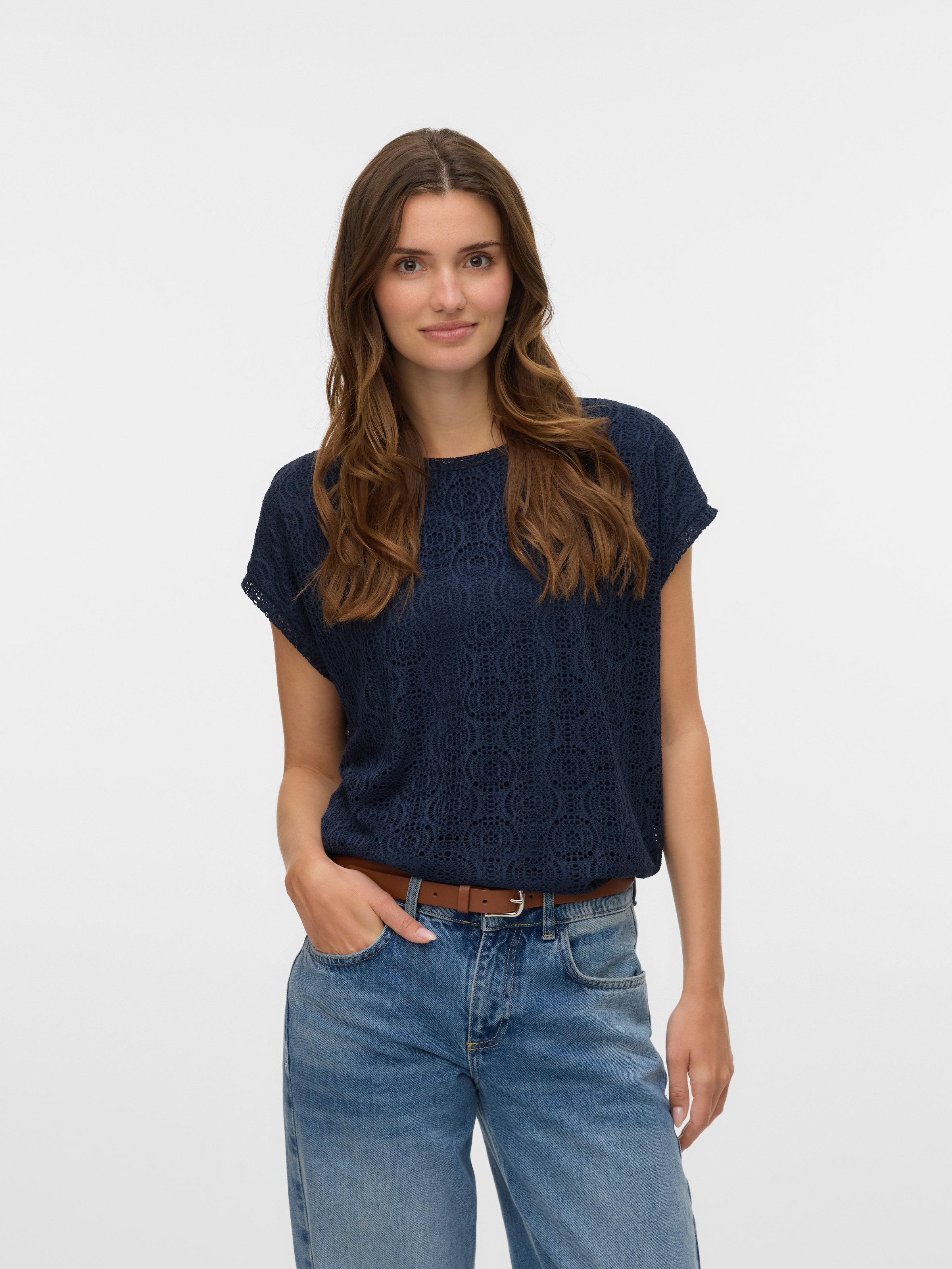 Vero Moda T-Shirt »VMMAYA AVA SS TOP JRS VO« Materialmix, regular fit