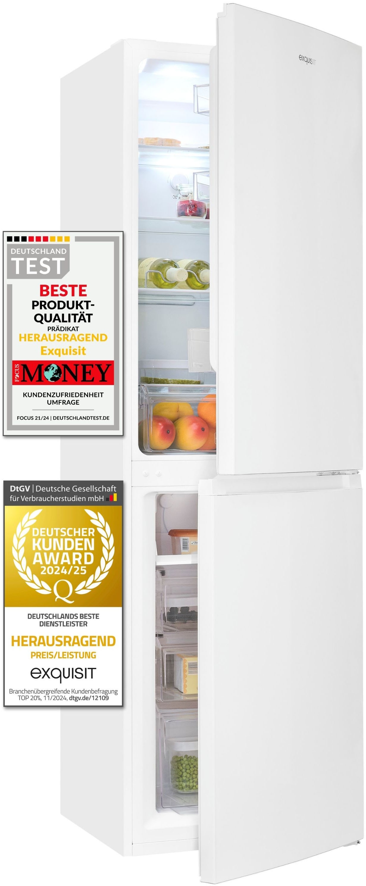 exquisit Kühl-/Gefrierkombination »KGC250-85--040D weiss« 180,5 cm hoch 54,5 cm breit