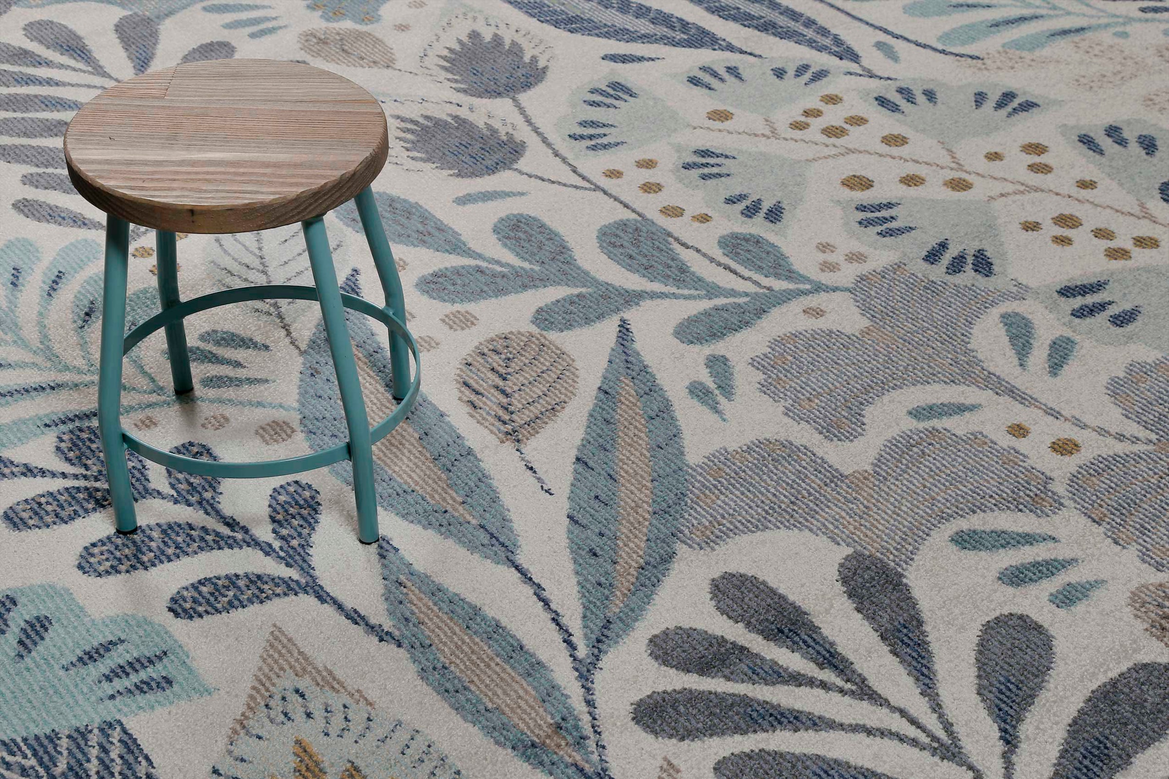 Esprit Outdoorteppich »Lilly, ESP-21082«, rund, 4 mm Höhe, wetterfest mit blumigem Muster ideal für Balkon, Terrasse, Küche, Flur