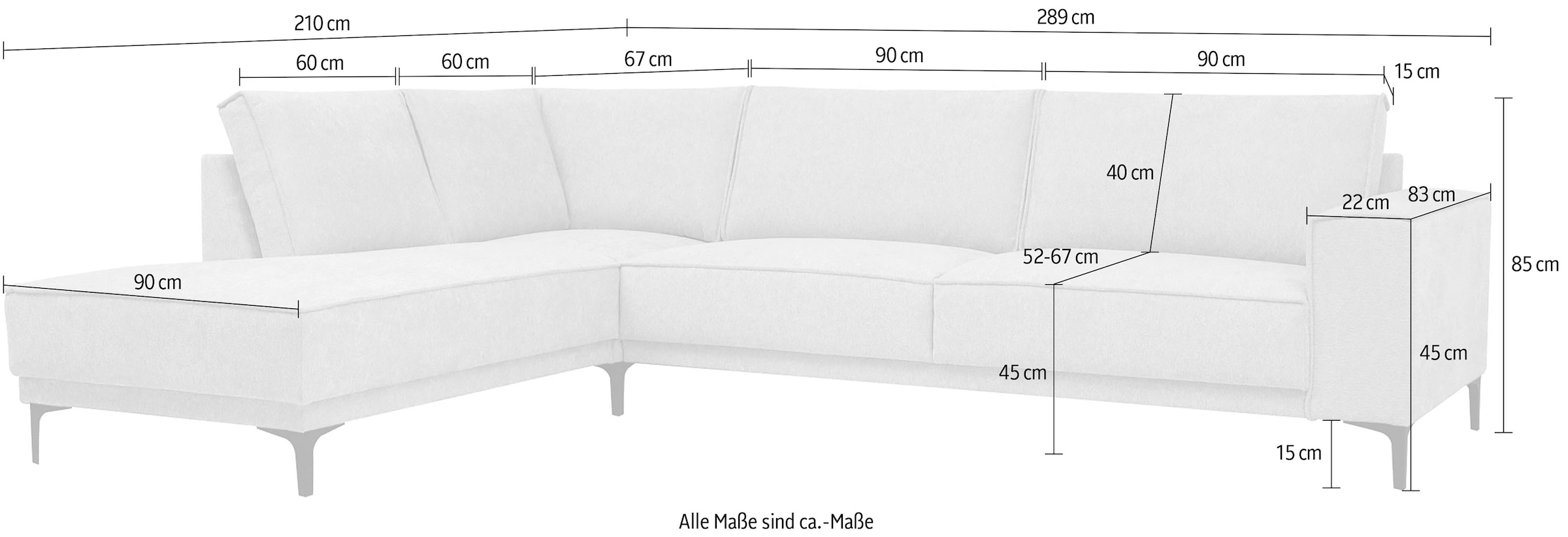 Places of Style Ecksofa »Oland«, L-Form, im zeitlosem Design und hochwertiger Verarbeitung