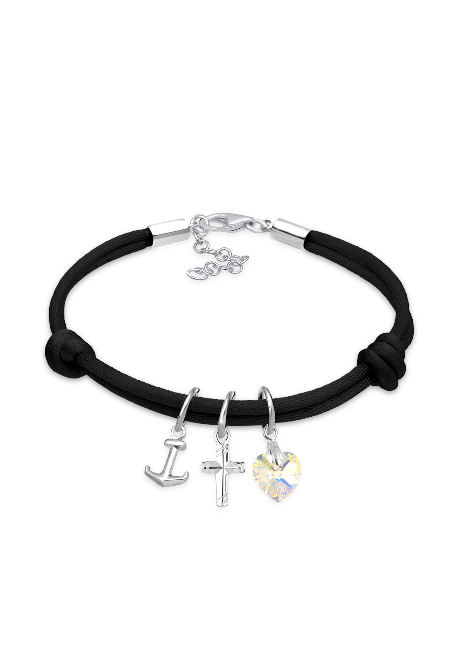 Elli Armkette »Armband Kreuz Herz Anker Kristalle 925 Silber«