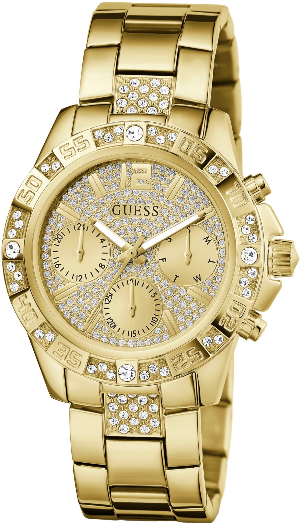 Guess Multifunktionsuhr »MAJESTY«, Quarzuhr, Armbanduhr, Damenuhr, Datum, Edelstahlarmband