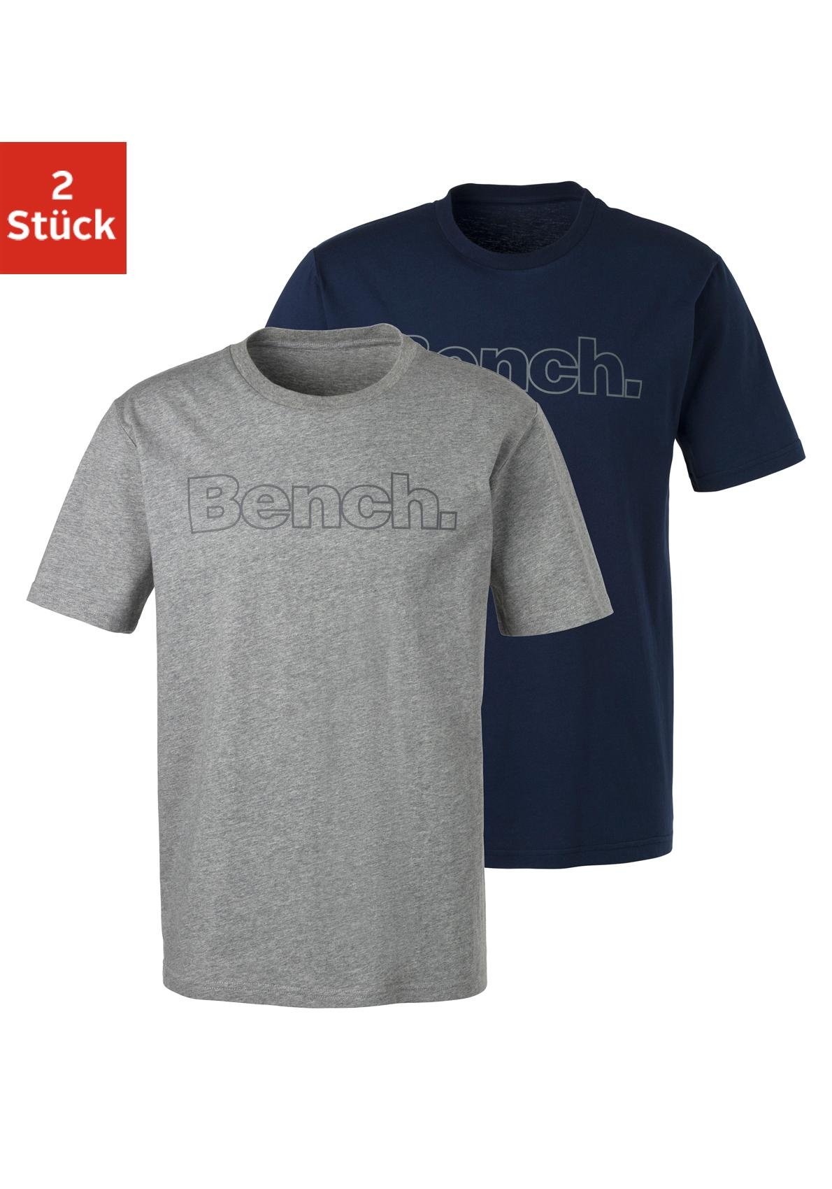 Bench. Loungewear T-Shirt, (2 tlg.), Shirt mit Logoprint, Basicshirt mit Rundhals aus reiner Baumwolle