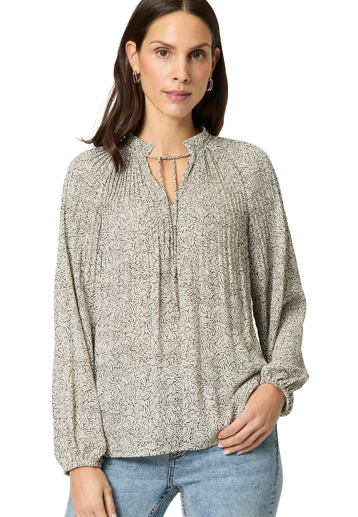 Zero Klassische Bluse »Bluse mit Bindedetail und Druck«