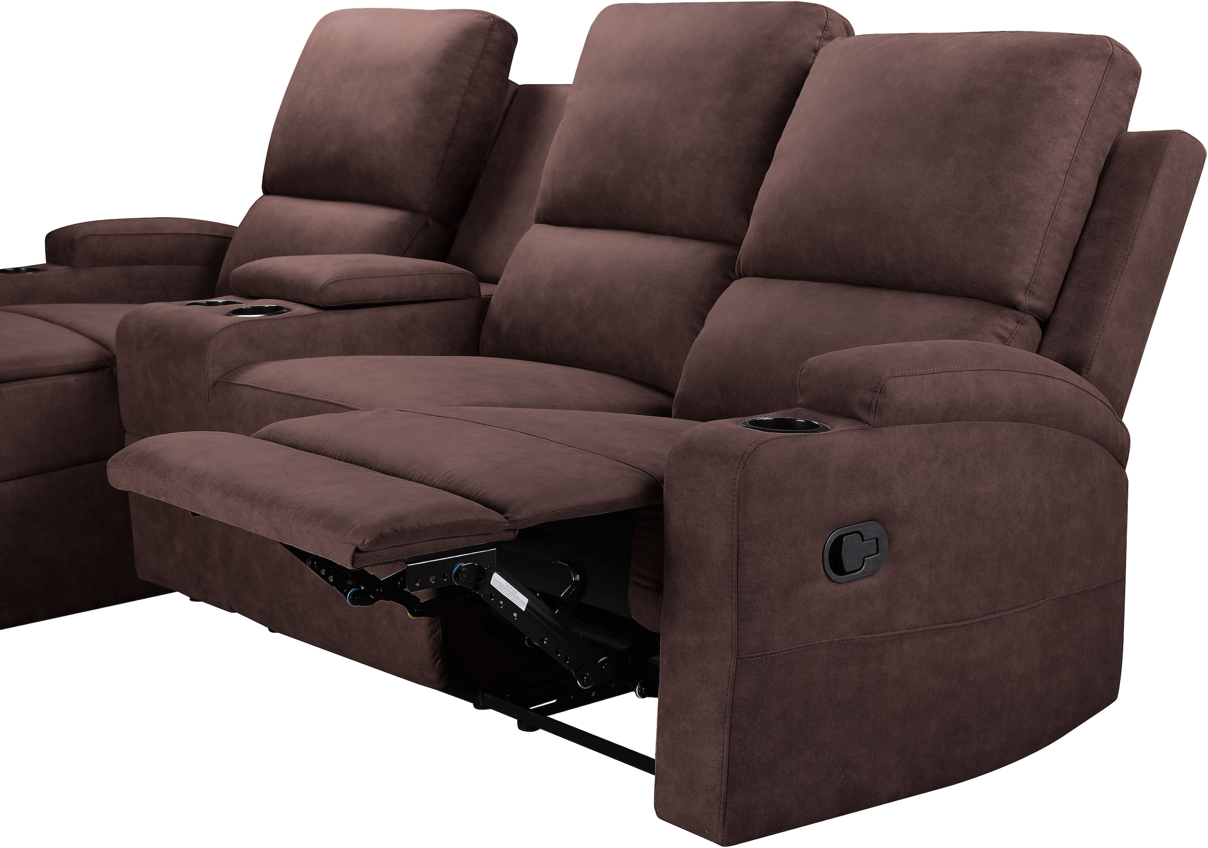 Home affaire Ecksofa »NAPORI Multimediasofa, 3er Kinosessel XXL, L-Form, 3 Bezugsstoffe«, Kinosofa mit Relaxfunktion, Getränkehalter, Staufach und Staukasten
