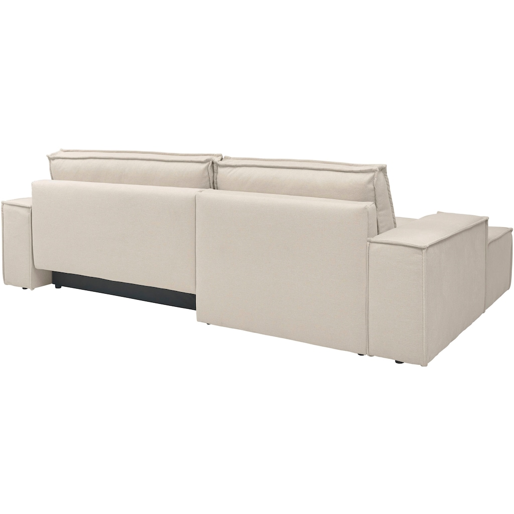 andas Ecksofa »Finnley Schlafsofa 267 cm in Bouclé u. Struktur fein, L-Form,«, Schlaffunktion m. Bettkasten (136/210 cm), Bouclé, Struktur