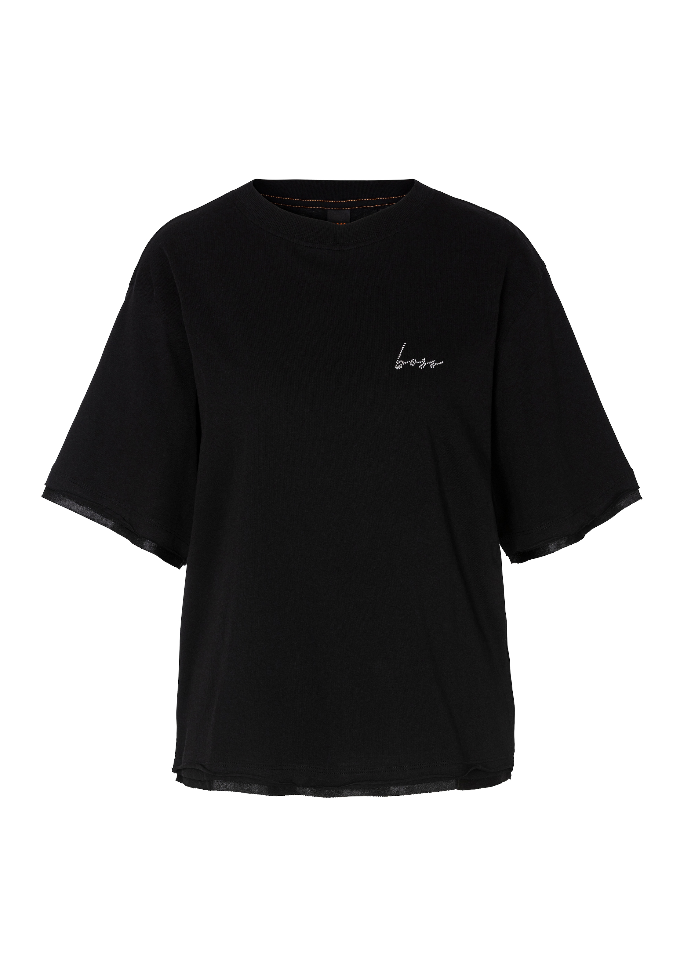 T-Shirt »C_Enis_satin edge«, mit unterlegtem Satin