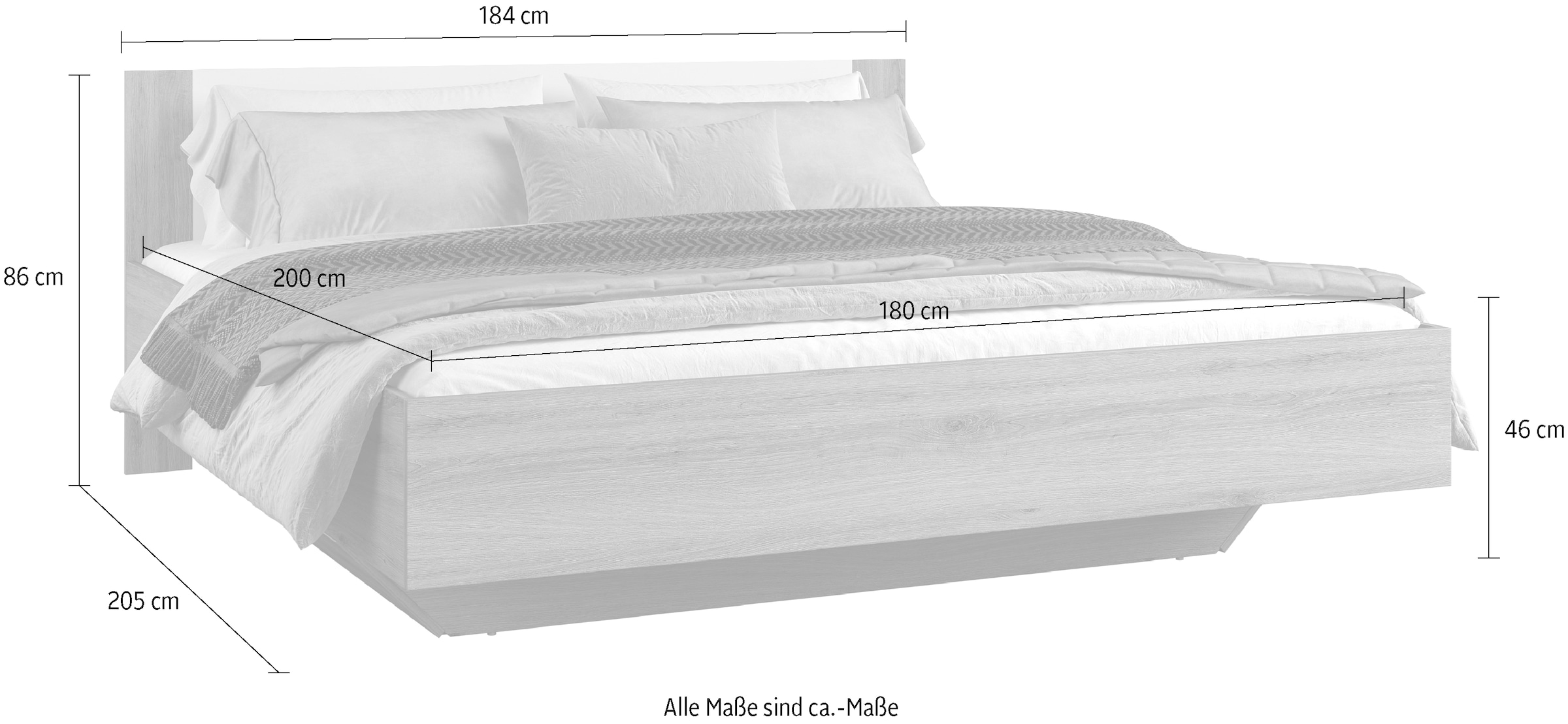 Home affaire Bettgestell »Bitry, Breite 160 bzw. 180 cm, moderner Bettrahmen«, Doppelbett in zwei Grössen