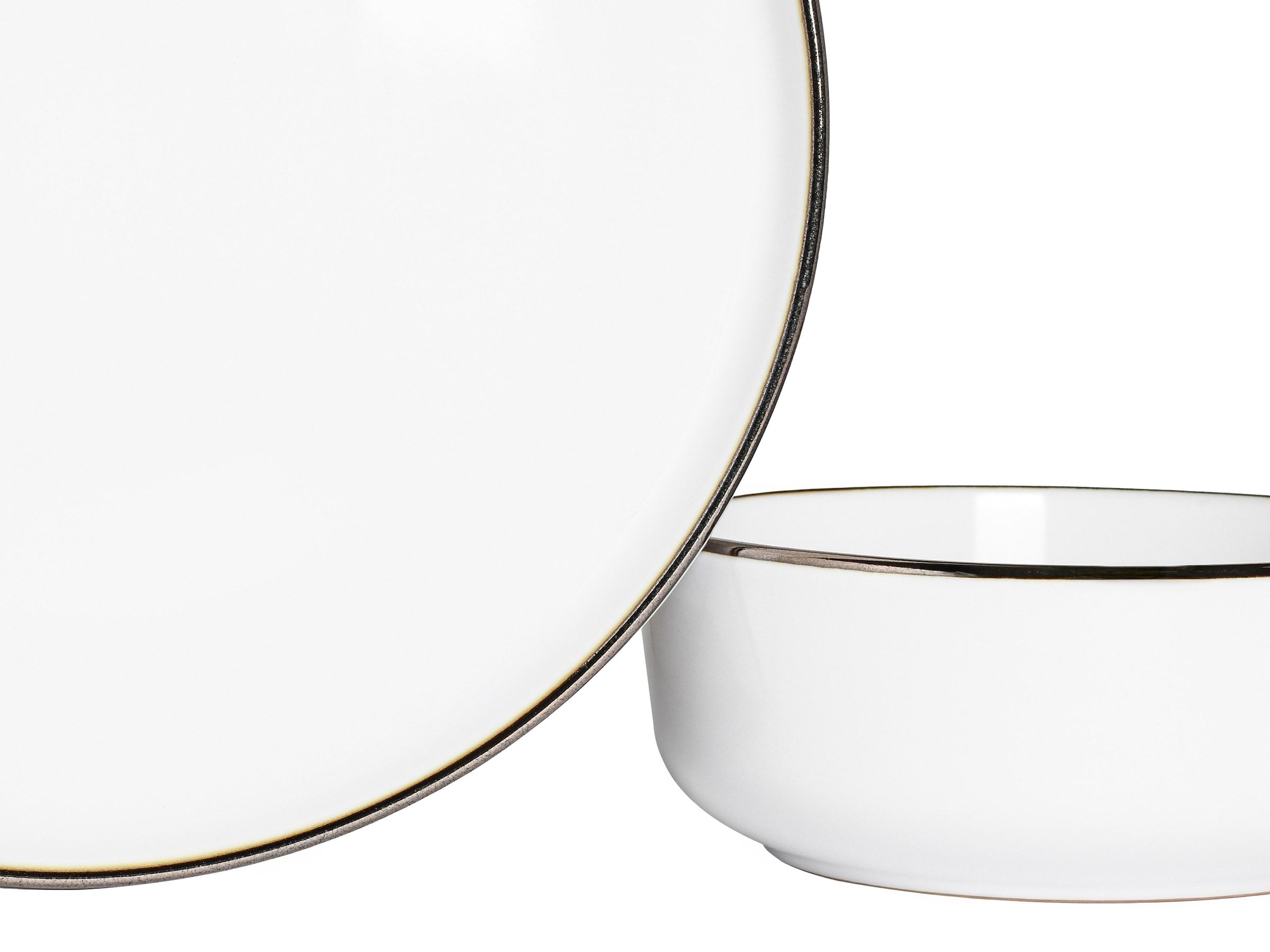 CreaTable Tafelservice »Nordic Festive, Service 12-tlg.« Teller Set, Minimalistisches Design, Dezente goldene Akzente