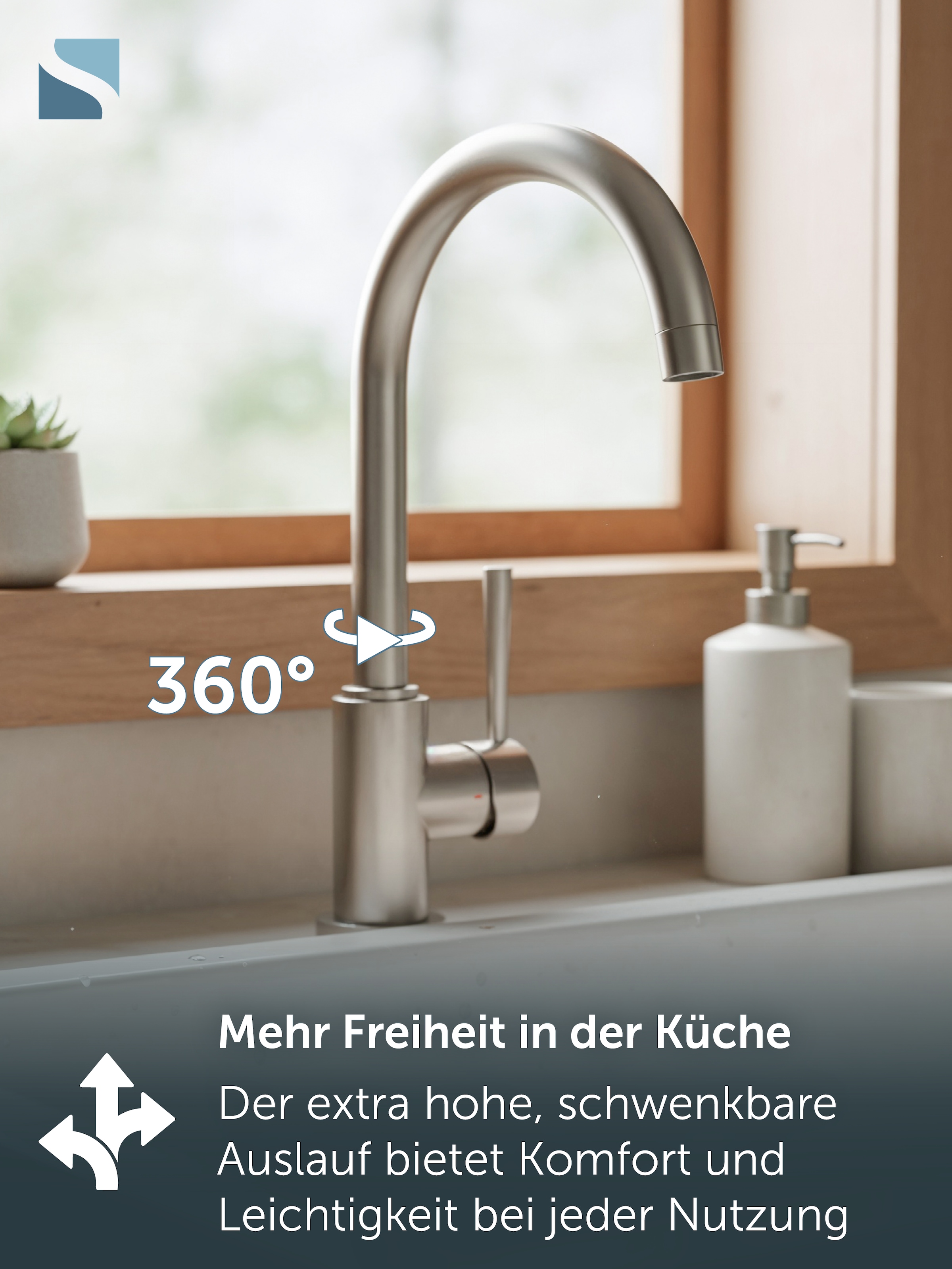 Schütte Spültischarmatur »CORNWALL« Küchenarmatur, rund, Cold-Start, 360° schwenkbar, Marken-Mischdüse