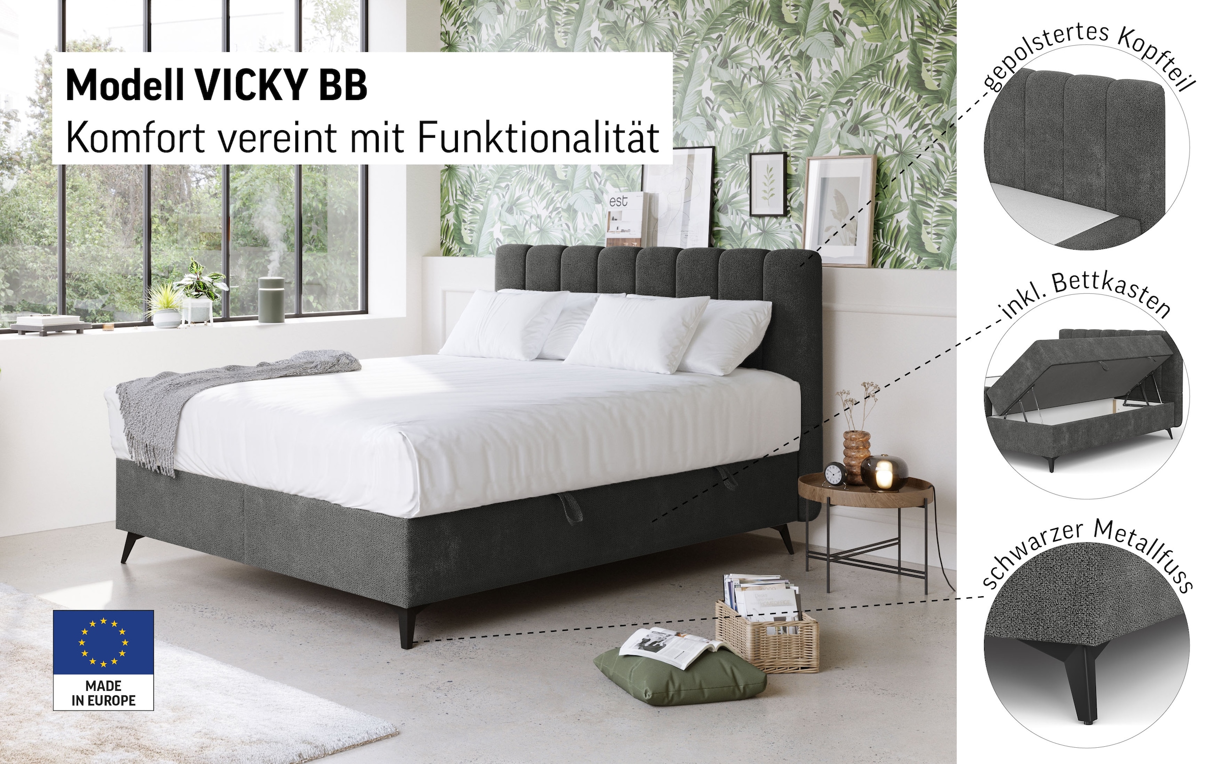 COTTA Boxbett »Vicky inkl. Bettkasten« erhältlich in den Breiten 160x200cm & 180x200cm