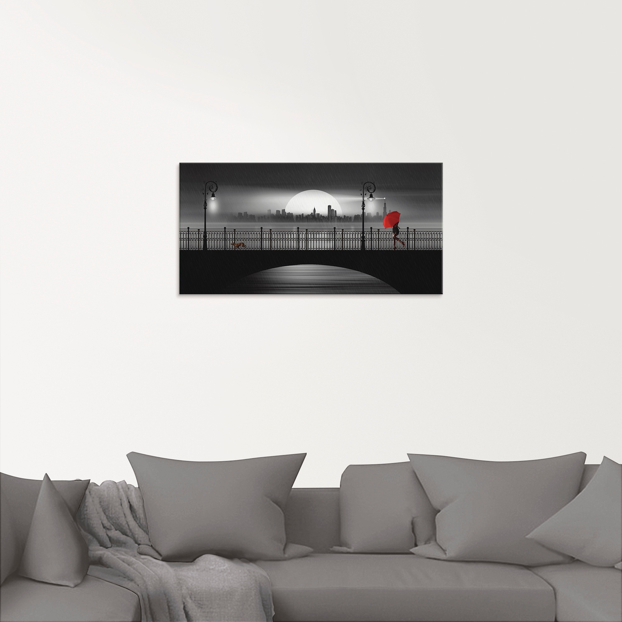 Artland Glasbild »Die Brücke im Regen«, Brücken, (1 St.), in verschiedenen Größen